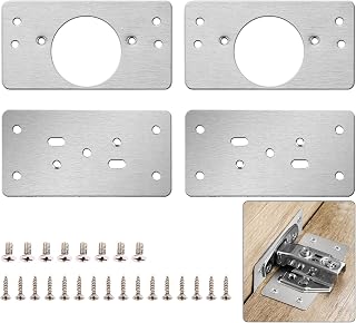 4Pack Cabinet Hinge Repair Plate - Stainless Steel Hinge Repair Kit Plate for Cabinet - Hinge Fixing Plate Repair Piece with Mounting Screws