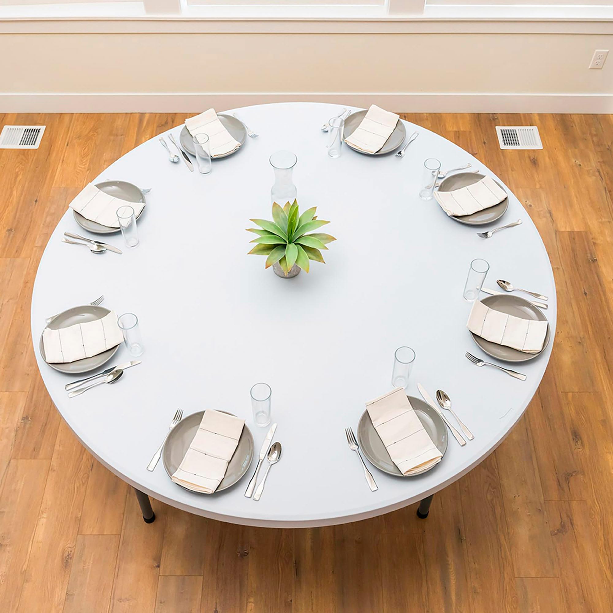 PEAKFORM Mesa Redonda Plegable, Medidas 180x74cm, Ultrarresistente Blanco Granito, Mesa Exterior, Interior, para jardín, Terraza, Eventos, Catering, Mesas Grandes (92128)