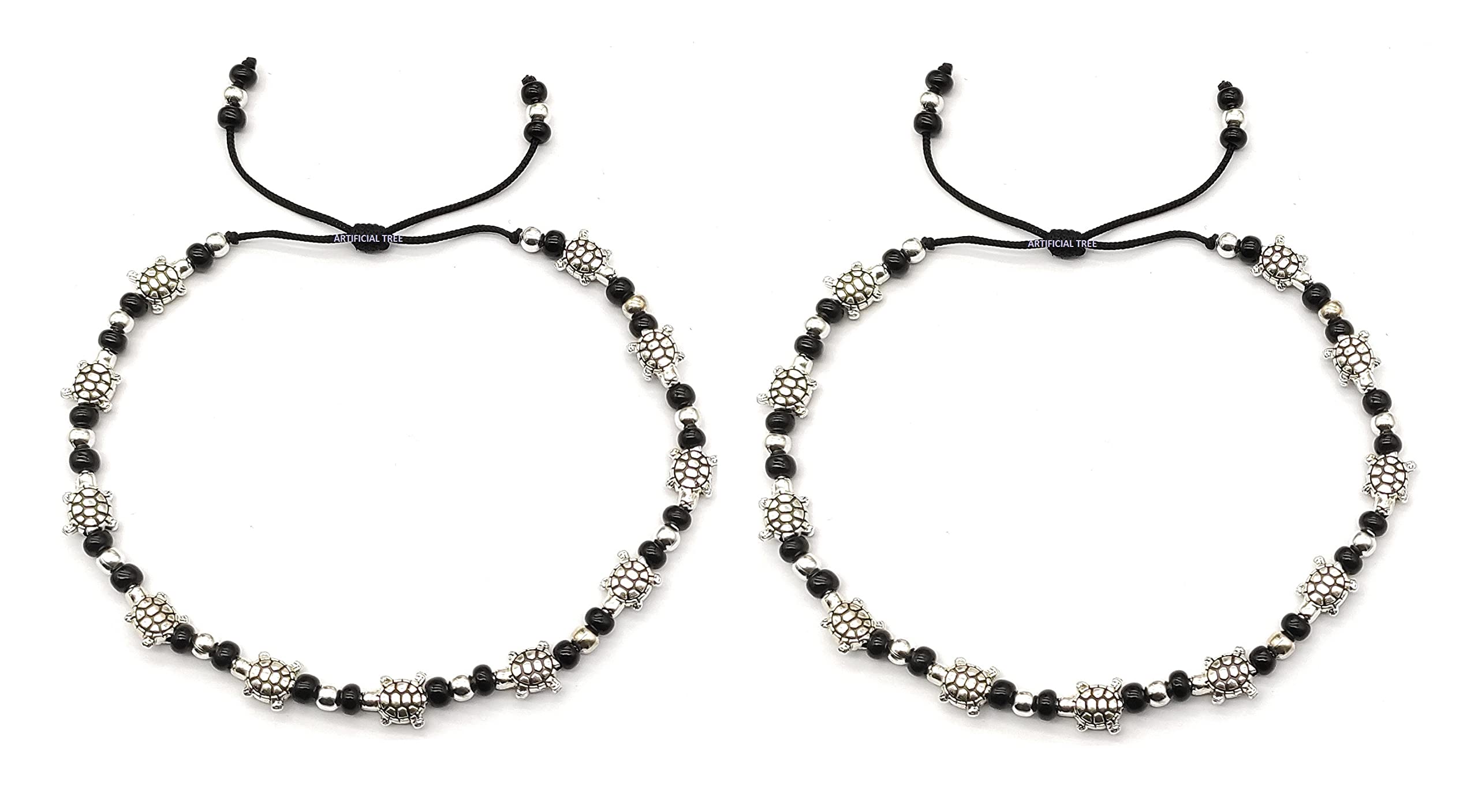 German Silver TORTOISE Charms Thread Adjustable Anklets