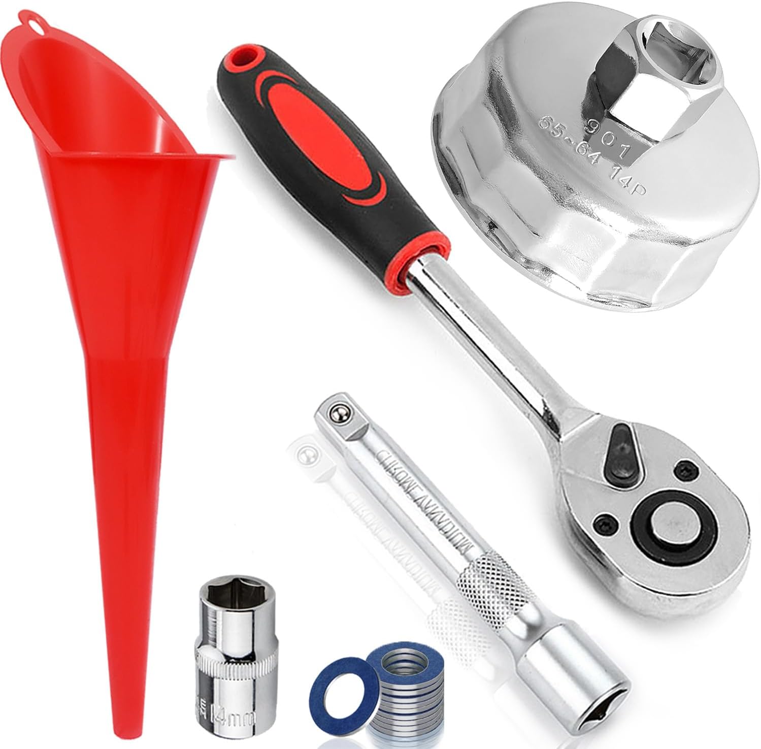 64.5mm Oil Filter Removal Wrench Socket Tool Set for Toyota Tacoma Camry Highlander 4Runner Tundra Sequoia Avalon Corolla Venza Matrix 1.8L 2.0L-5.7L Engine