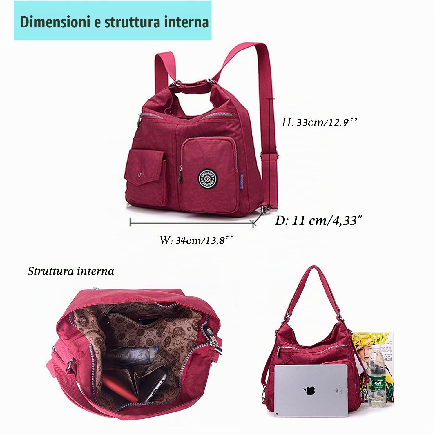 Outreo Borsetta Ragazza Borse a Spalla Griffate Borsa Tracolla Donna Zaino Impermeabile Borse da Viaggio Sacchetto Messenger Bag per Sport Tasche