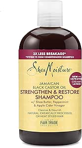 SHEA MOISTURE - Champú fortalecedor y restaurador de aceite de ricino negro jamaicano para unisex, champú de 13 onzas