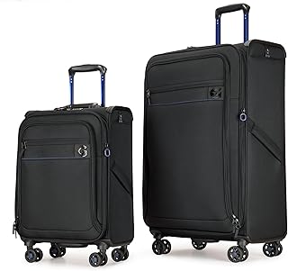 2-piece set 20inch and 24inch softside Expandable Luggage, 8 Wheel Spinner Suitcase, TSA Lock, Men and Women