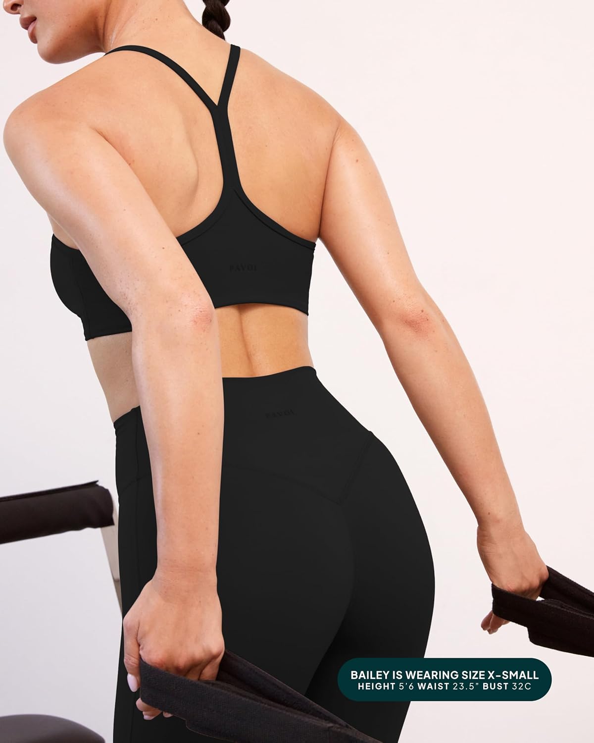 PAVOI ACTIVE Yoga Racerback Bras for Women - Buttery Soft Low Support Scoop Neck Y-Back Thin Strap Sports Bra - FlexFlow - Large, Black - Image 6