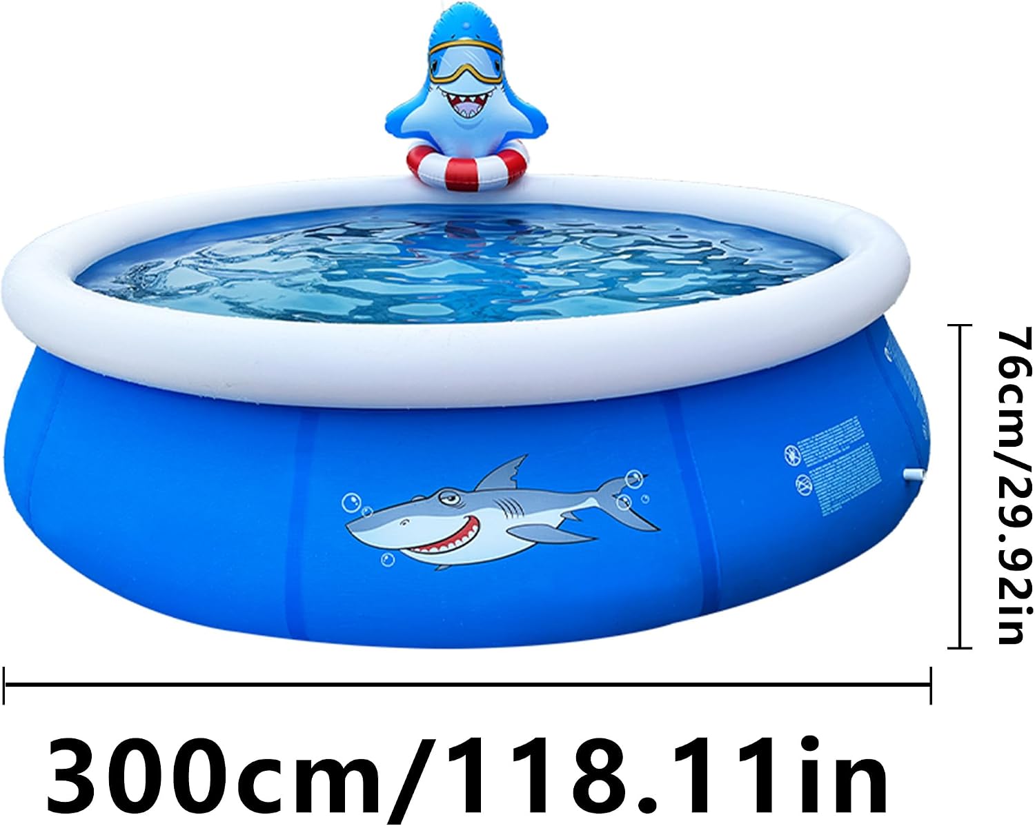 Inflatable Pool, Sprinkler Splash Pad, Round Top-Ring Above Ground Pool for Adults, Sun Freeze Tear Resistant, Easy Setup Portable Reusable for Backyard Garden Outdoor (Blue and White, 118" x 30")