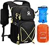 Hydration Backpack with 2L Water Bladder, 22L Waterproof Hiking Backpack with Rain Cover, Insulated Compartment for Running, Cycling, Walking, Camping & Skiing
