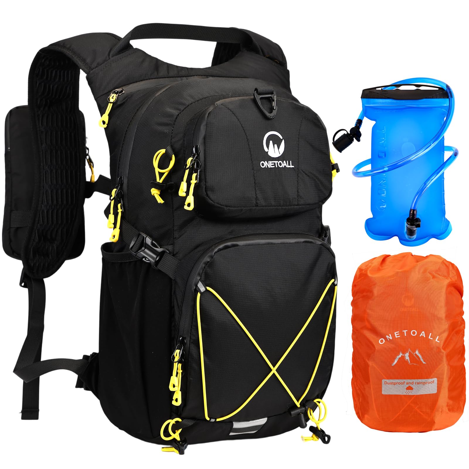 Mochila Hidratación con Bolsa de Agua 2L y Funda, Mochila Senderismo 20l Impermeable, Mochila Ciclismo Running Hombre Mujer Ligero para Bicicleta Montaña MTB Trekking Esquí Moto
