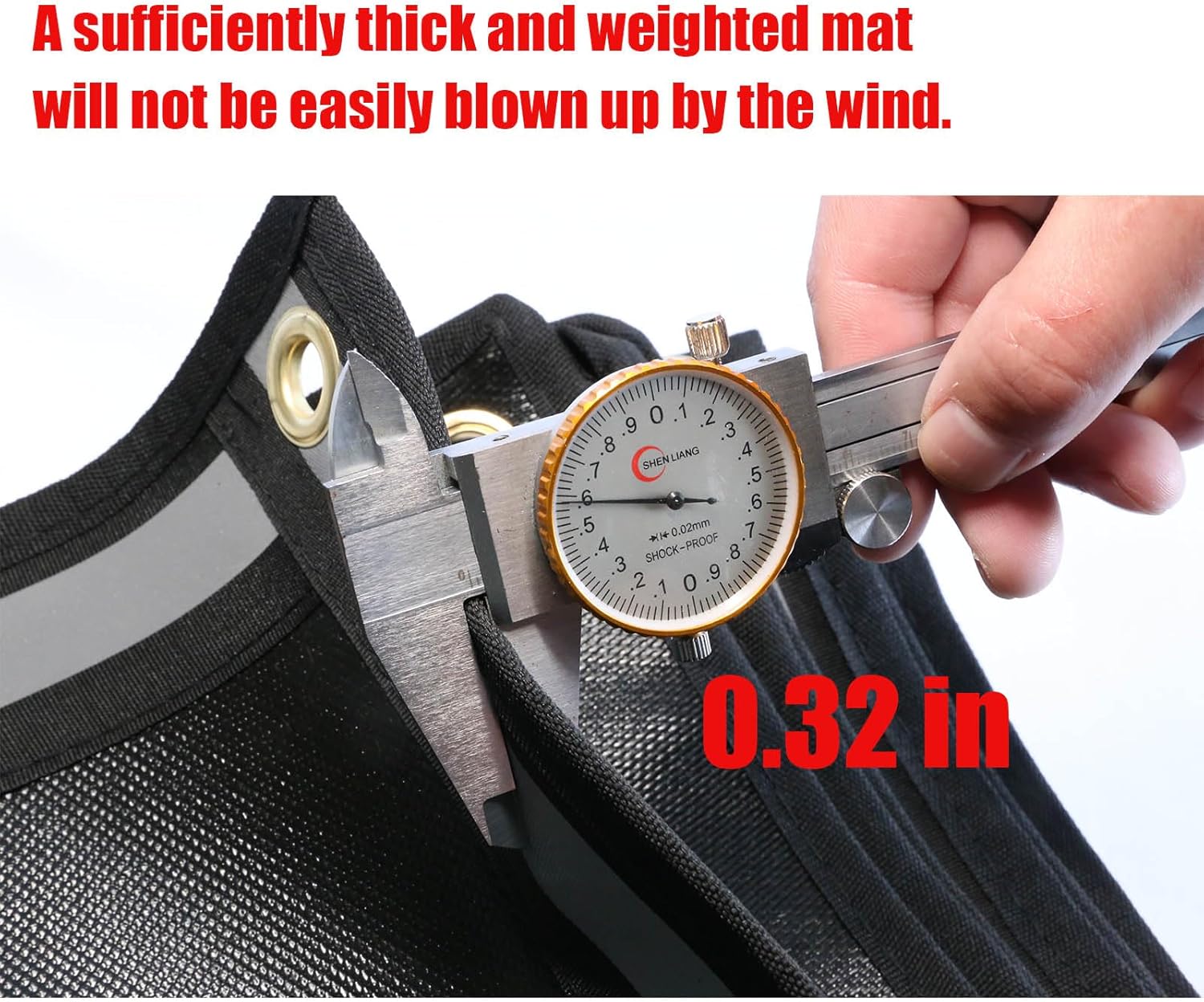 60 * 40 Inch Heavy Duty Grill Mat - Heat Resistant Wood Stove Mat, Fire Pit Mat for Deck Fireproof to Outdoor Floor Protection, Non-Slip Deck Protector with Reflective Strips & Grommets (L)