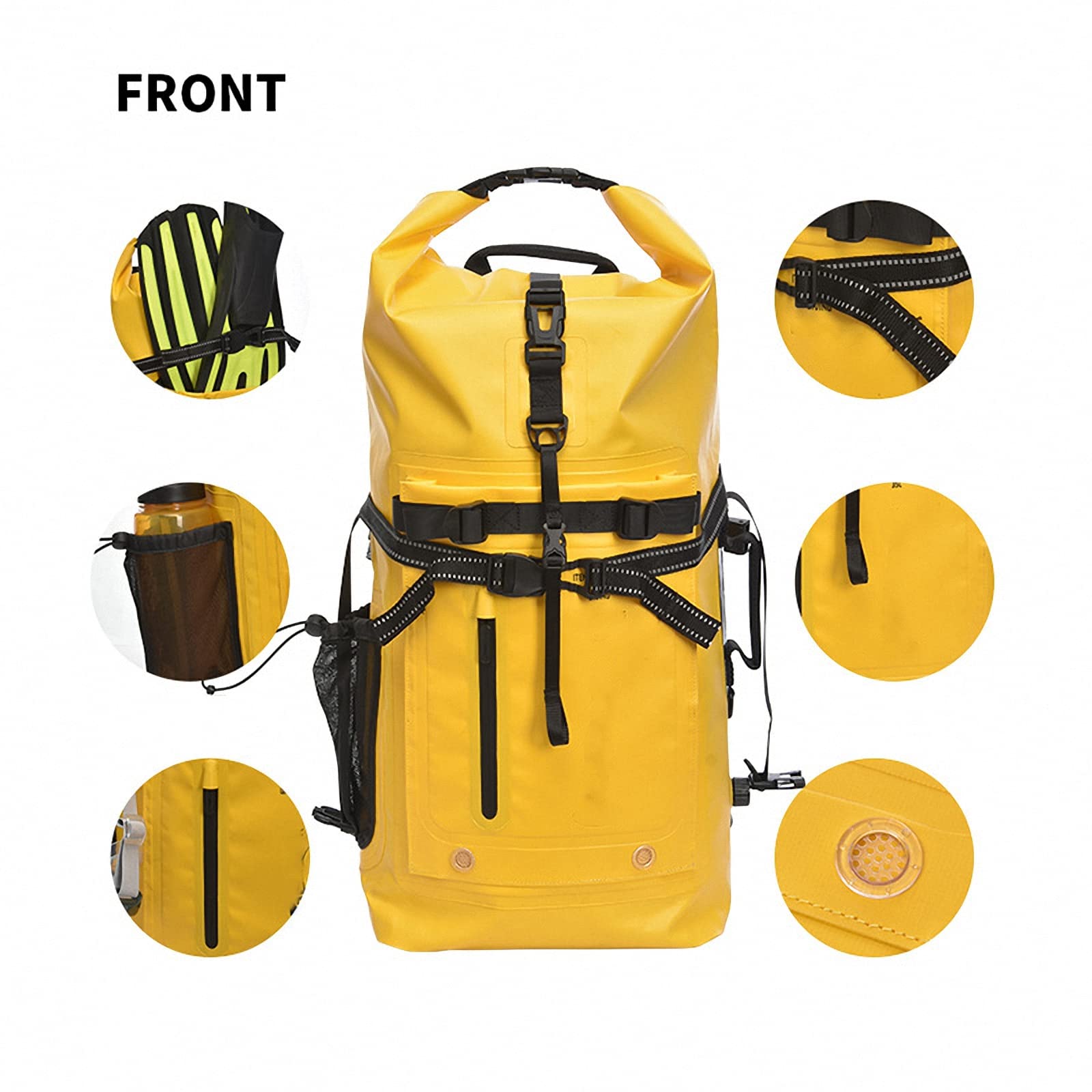 Borsa stagna PVC Impermeabile,35L Grande capacità Pinne Dry Bag,Zaino Spiaggia Immersioni Nuotata Bagnato Asciutto separazione all'aperto-Trekking,Kayak,Pesca,Rafting