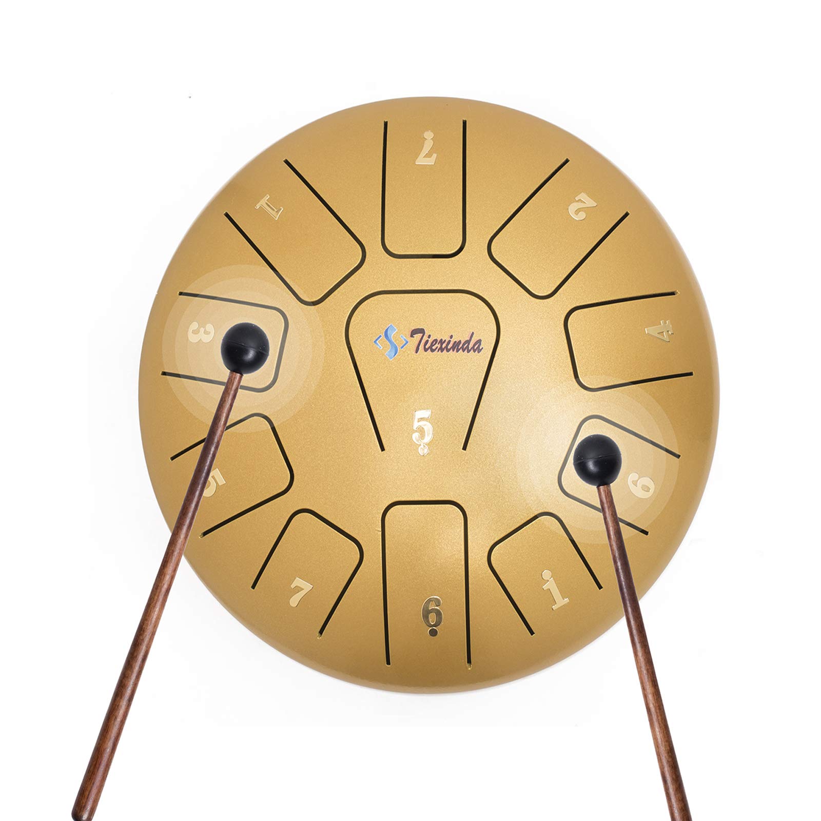 Steel Tongue Drum, 11 Notes-8 Inch Tambourine Percussion Instrument, Drum with Mallets, Mallet Stand, Tonic Stickers, Travel Bag Fingertip Sheet Music, Suitable for Personal Meditation, Yoga, Zen