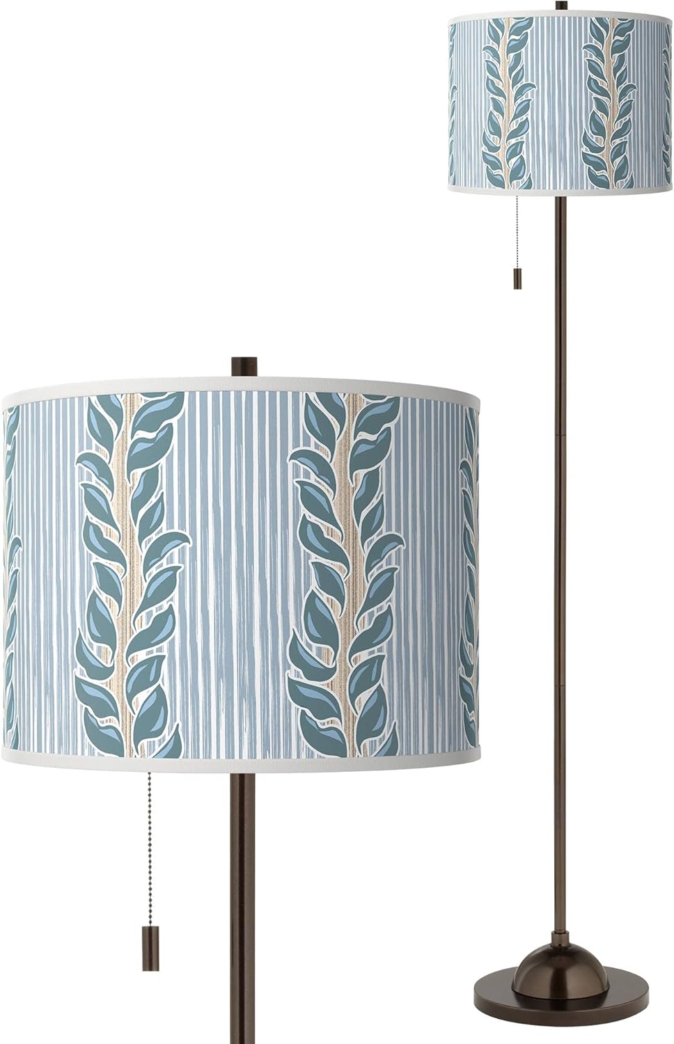 Giclee Glow Drifting Petals Bronze Club Floor Lamp with Print Shade