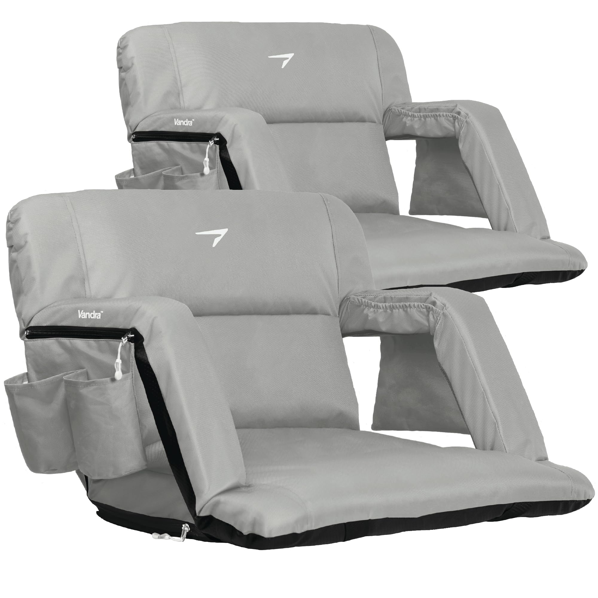 Vandra™ Arc - Scandinavian Stadium Seat with Back Support &amp; BenchLock™ - Wide Padded Bleacher Chair with Cushion &amp; Arc Recline™ Arm Rest for Bleachers