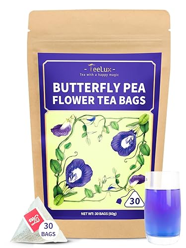 TeeLux Bolsas de té de flores de guisante de mariposa, té de guisante de mariposa natural, flor de guisante de mariposa seca de primera calidad para