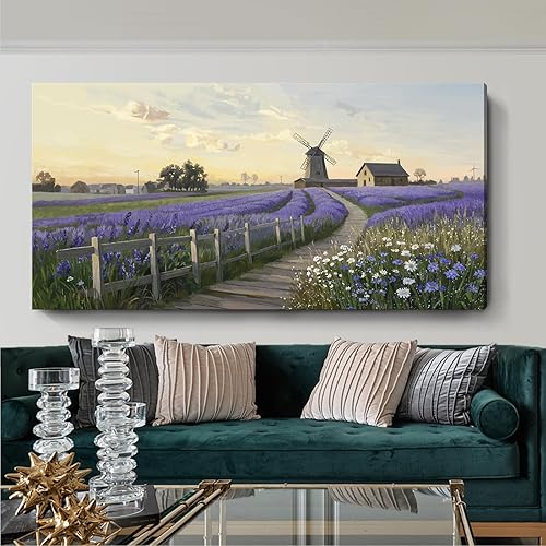 Vista 162 de Lienzo decorativo para pared, baño, estilo bohemio, costero, granja, vaca, montaña, flor, ilustración, obra de arte floral, paisaje rústico de Arte