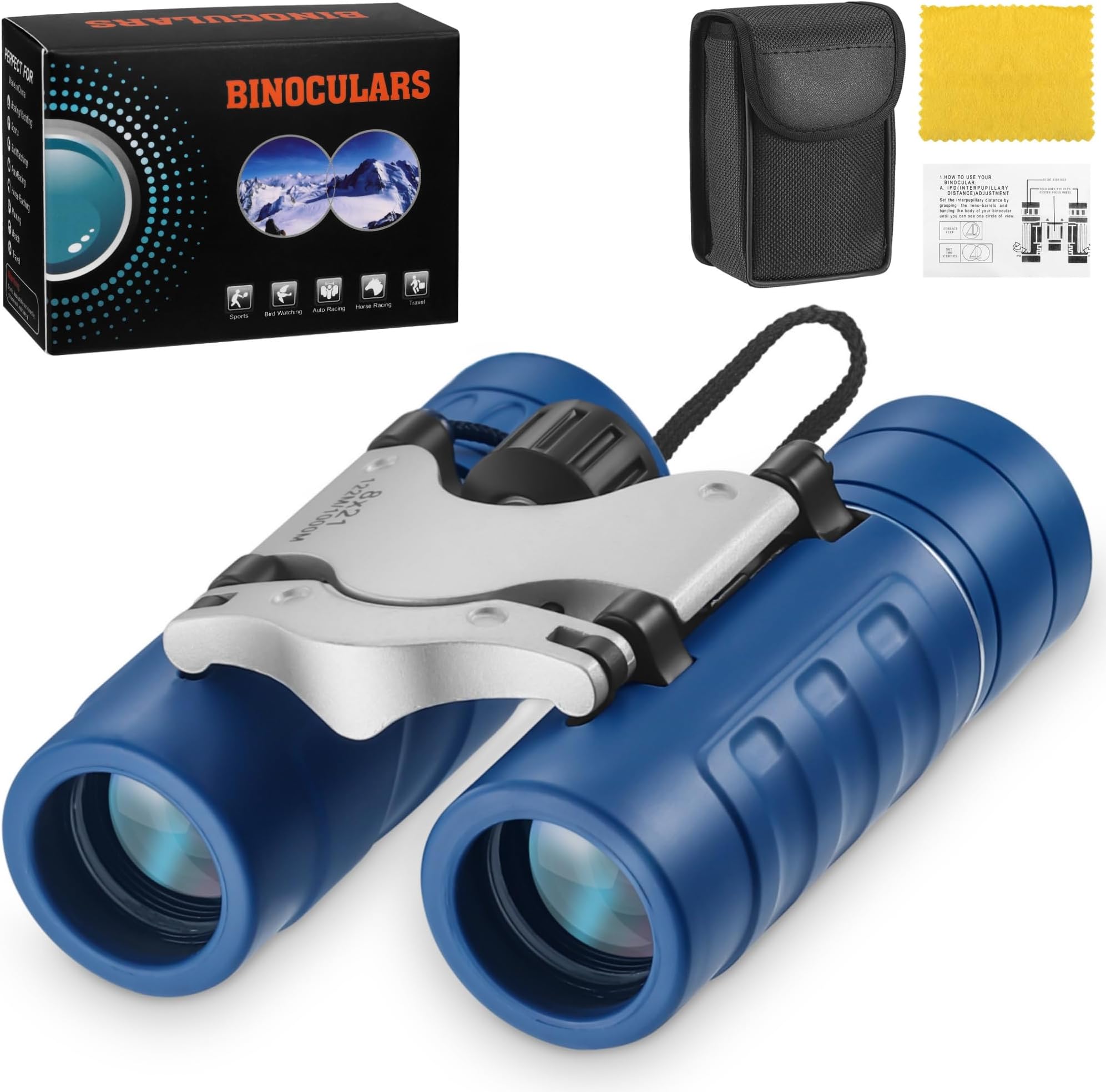 Kids Binoculars, Strong Magnification 8 X 21, Mini Portable Binoculars, Easter Gifts Kids 4 5 6 7, Perfect for Birdwatching, Camping, Trekking and Outdoor Activities