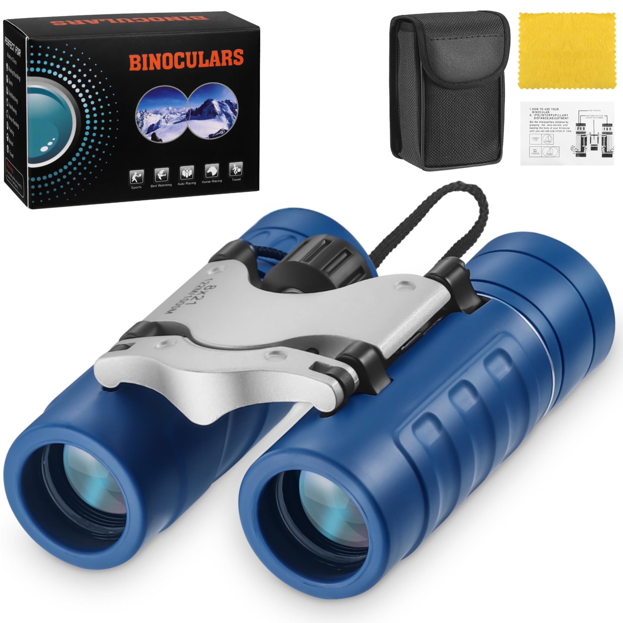 Binoculars Kids Outdoor Toys, 8X21 High Magnification Kids Binoculars for Boys Girls, Portable Mini Binocular for Bird Watching, Binocular for Outdoor Travel Theatre, for Kids Aged 3-12