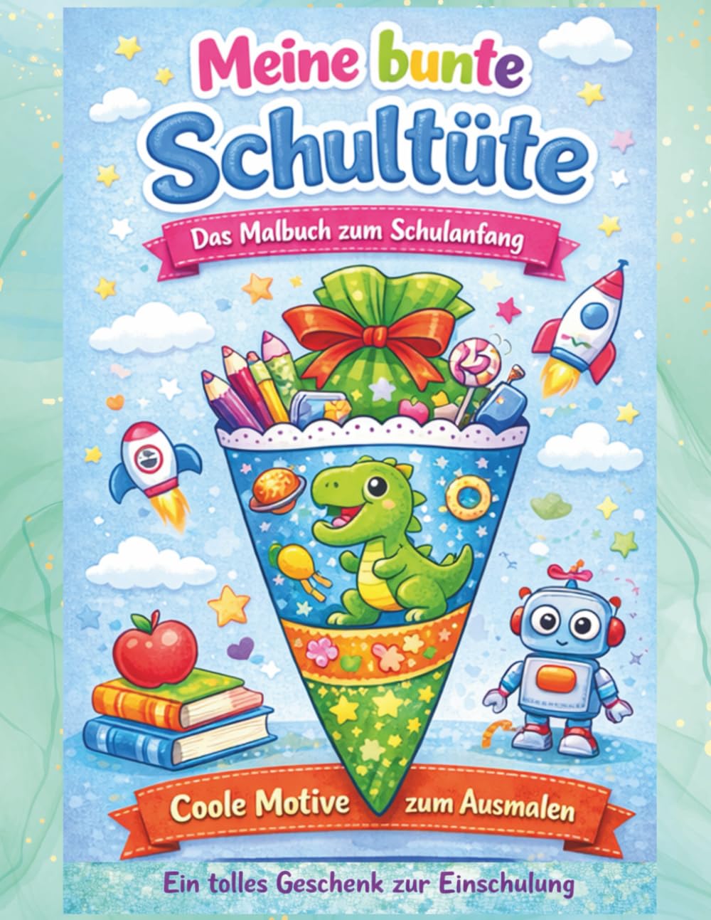 Meine bunte Schultüte – Das Malbuch zum Schulanfang: Coole Motive zum Ausmalen | Ein tolles Geschenk zur Einschulung