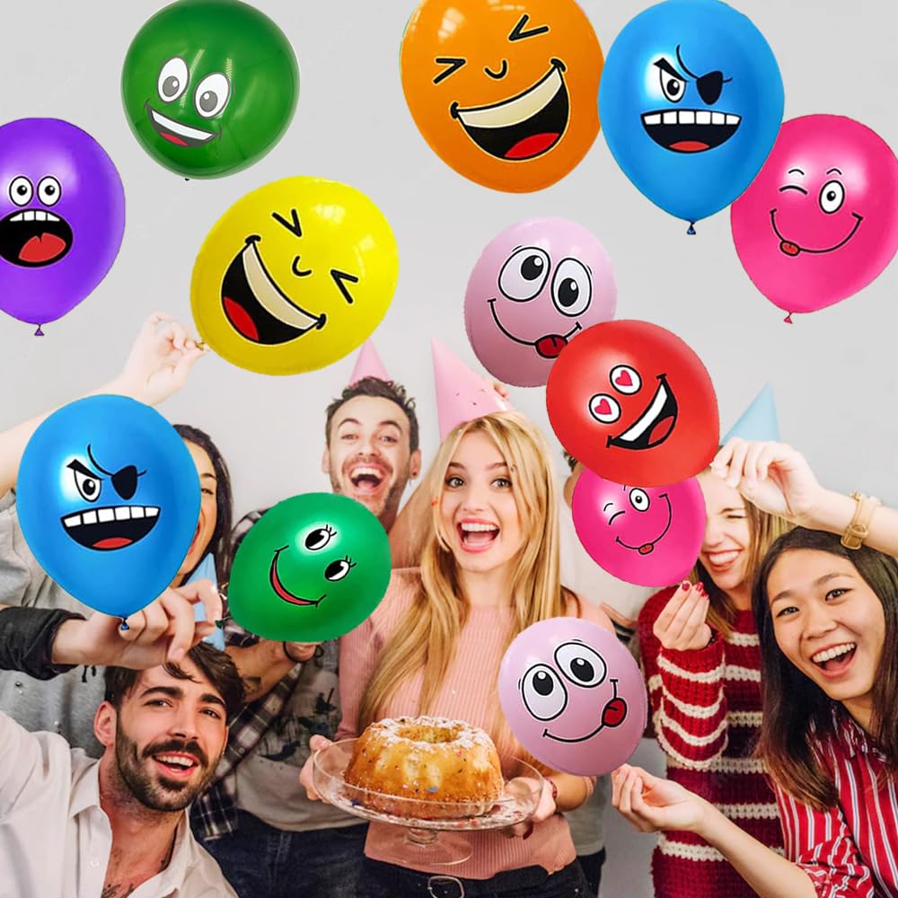 Palloncini di lattice con Emoji assortiti di 23 cm - Sempertex - 6 Palloncini di lattice con Emoji assortiti di 23 cm - Sempertex - 6