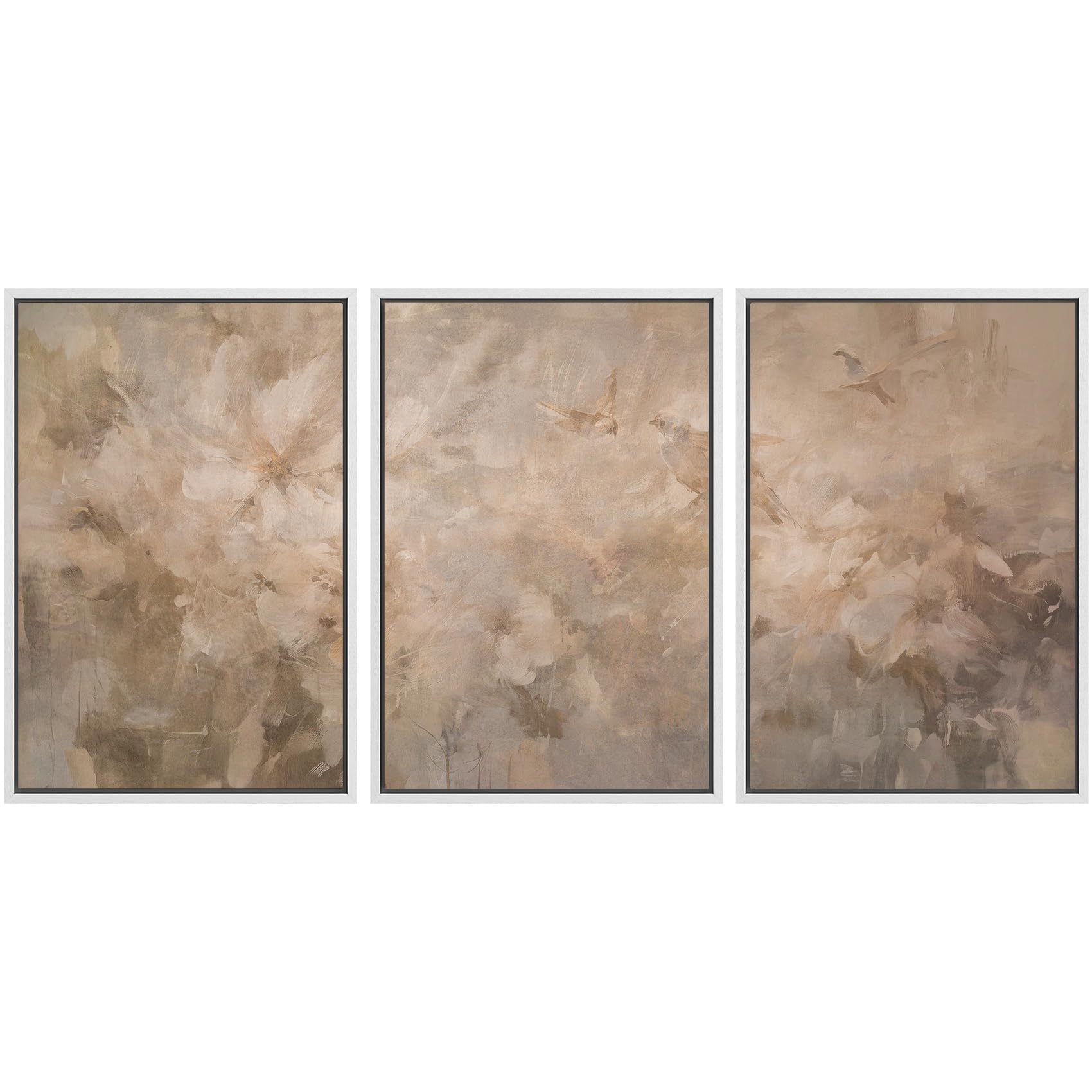 SIGNWIN Framed Canvas Print Wall Art Set Blue White Grunge Geometric Pattern Abstract Shapes Cozy Neutral Decorative Contemporary Minimal for Living Room, Bedroom, Office - 24"x36"x3 Natural — view 82