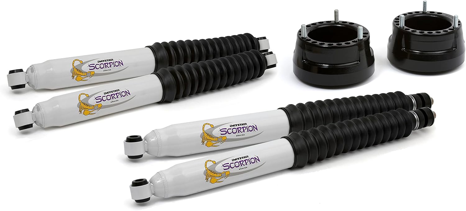 Daystar 2" Leveling Kit & Tuff Country Shocks Compatible with/Replacement for 2005-2010 Dodge Ram Mega Cab 1500 4WD