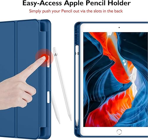 Miniatura 105 de iMieet Funda para iPad 9.7 (modelo 2018/2017, 6ª/5ª generación), funda inteligente con portalápices y parte trasera de silicona suave de piel