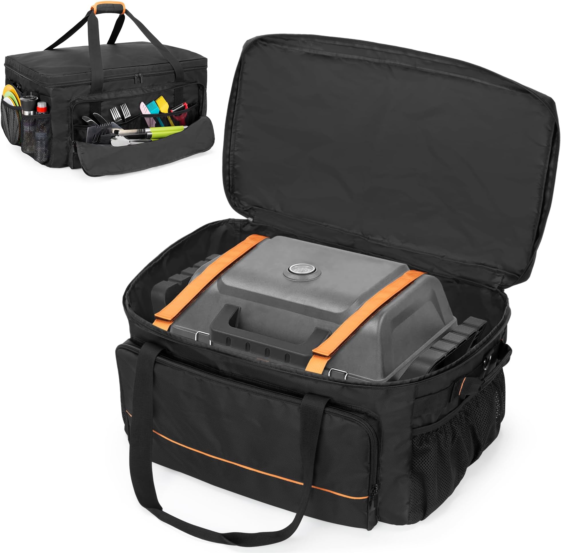 Grill Carry Case Compatible with Char-Broil Grill2Go X200 Portable Propane Gas Grill, 1-Burner Grill Cover Bag with Multi Storage Pockets for Outdoor Grill Tools & Accessories, Only Bag