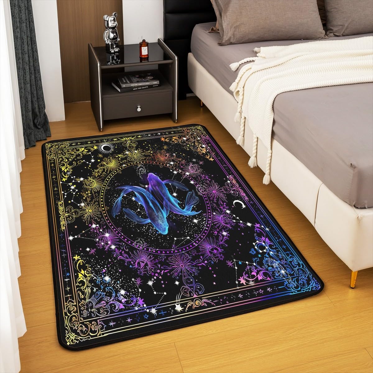 Feelyou Pisces Constellation Decorative Carpet Kids Astrology Living Room Rugs Zodiac Psychedelic Accent Rug for Women Men Horoscope Decorative Rug Area Rug 5x7