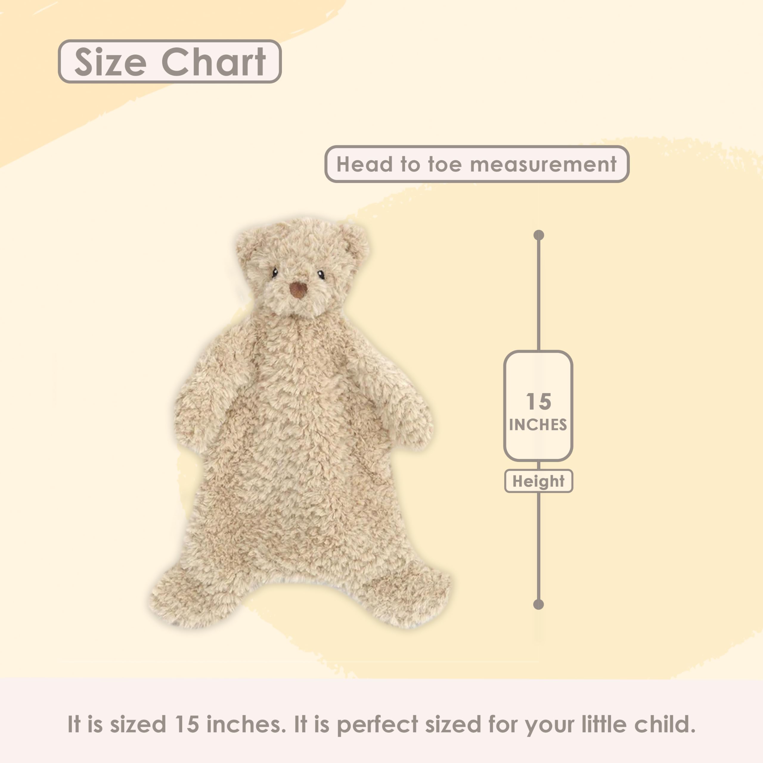 MON AMI Marshmallow Bear Security Blanket 15"/38cms, 15x8 inches - Image 3