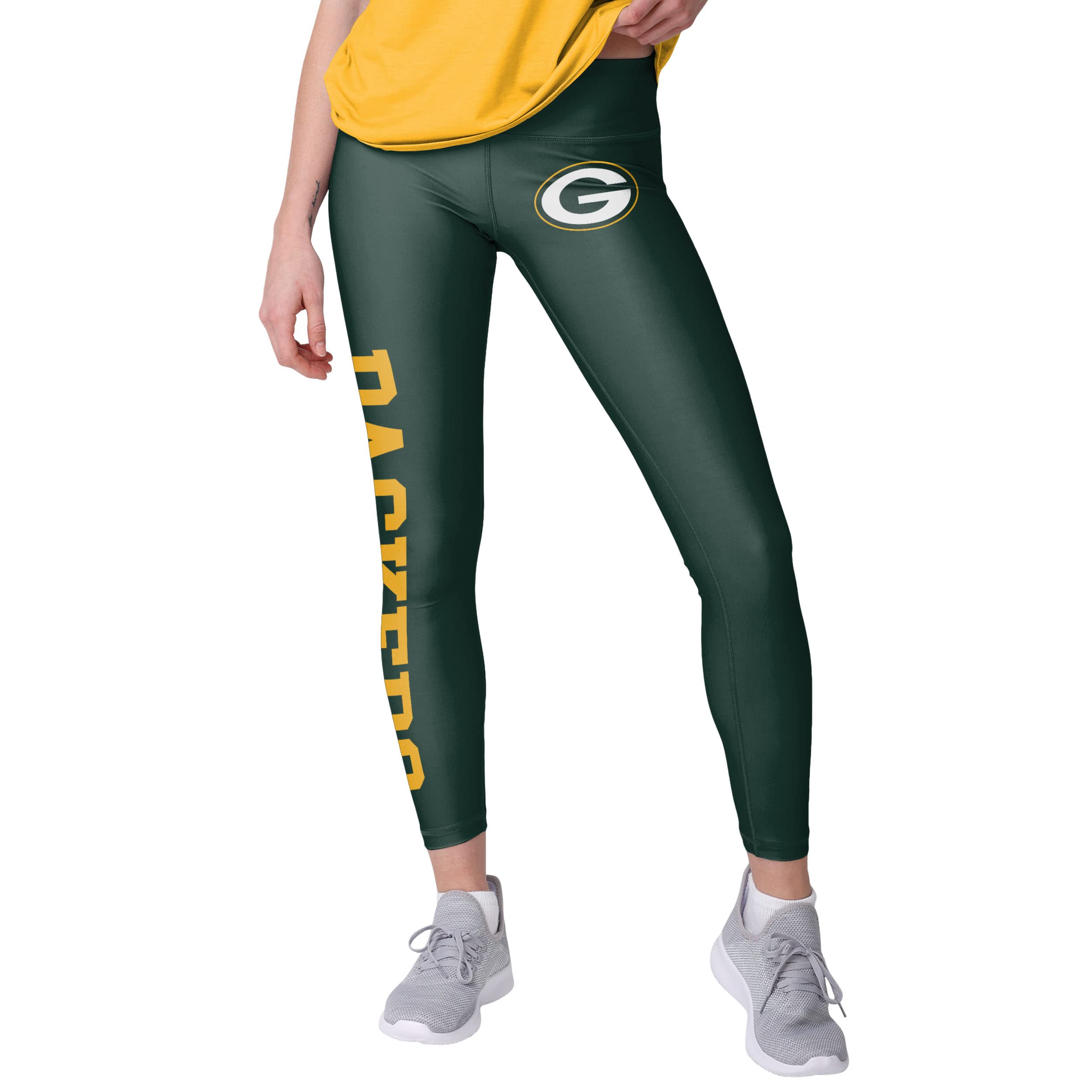 FOCO Green Bay Packers NFL Womens Solid Big Wordmark Leggings