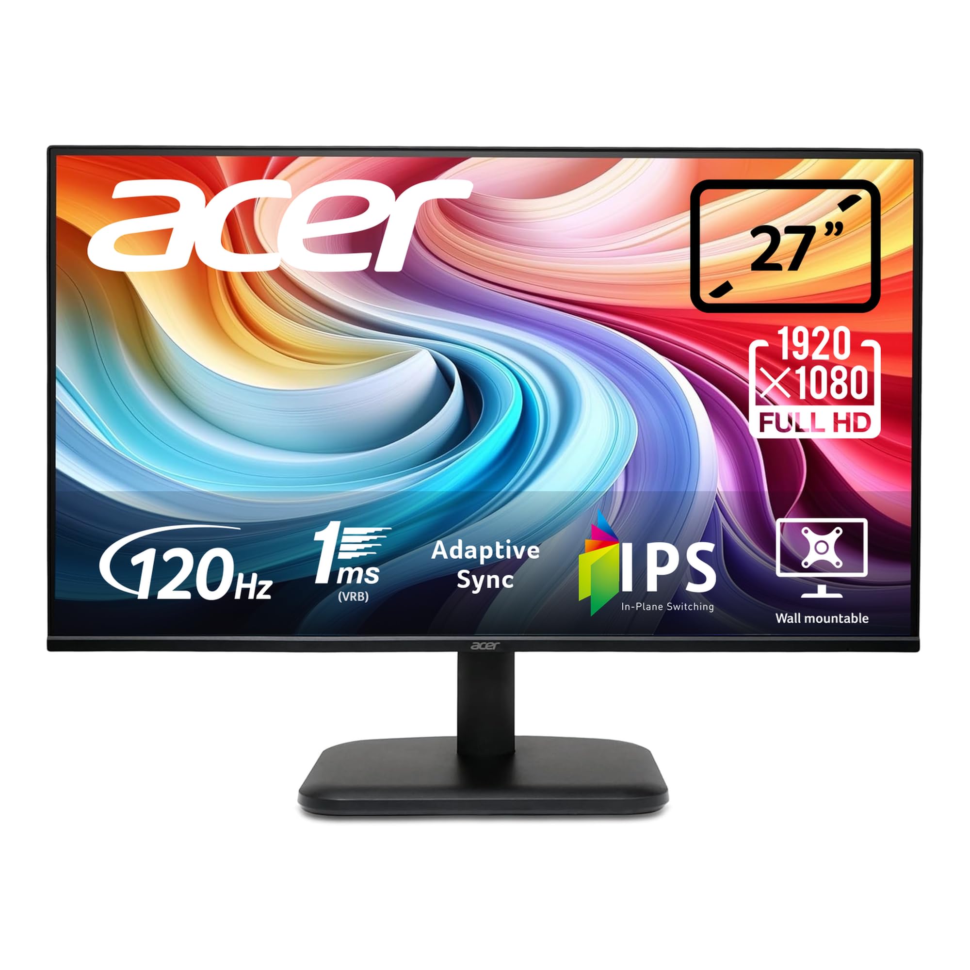 Acer EK271GBIF, Monitor 27" Full HD 120 Hz (1920x1080, 16:9, 250 Nits, Tiempo de Respuesta 1 m/s (VRB), 1xVGA/1xHDMI 1.4) , Monitor PC, Color Negro