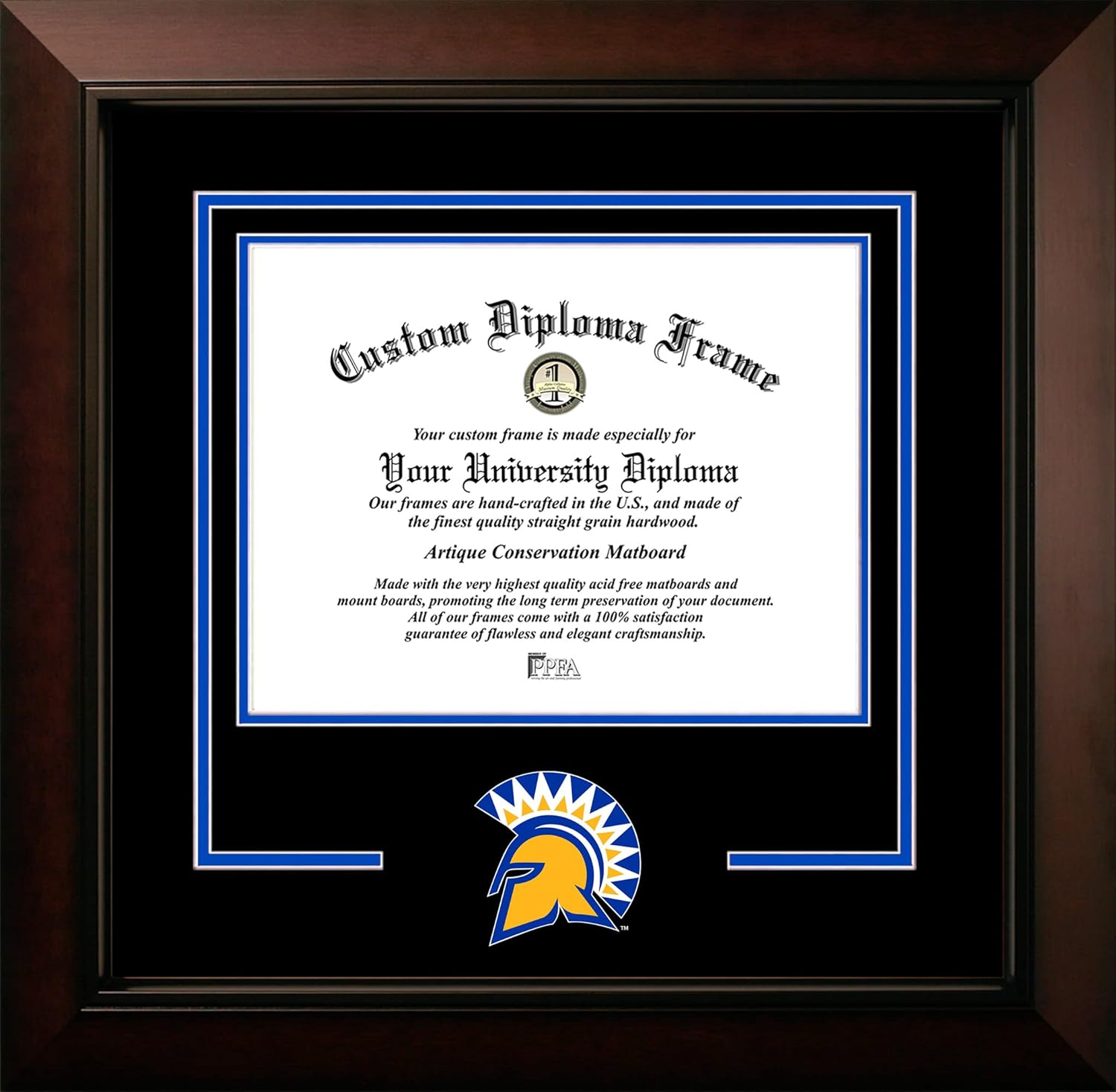 Campus Images San Jose State University 11w x 8.5h Legacy Black Cherry Spirit Logo Diploma Frame