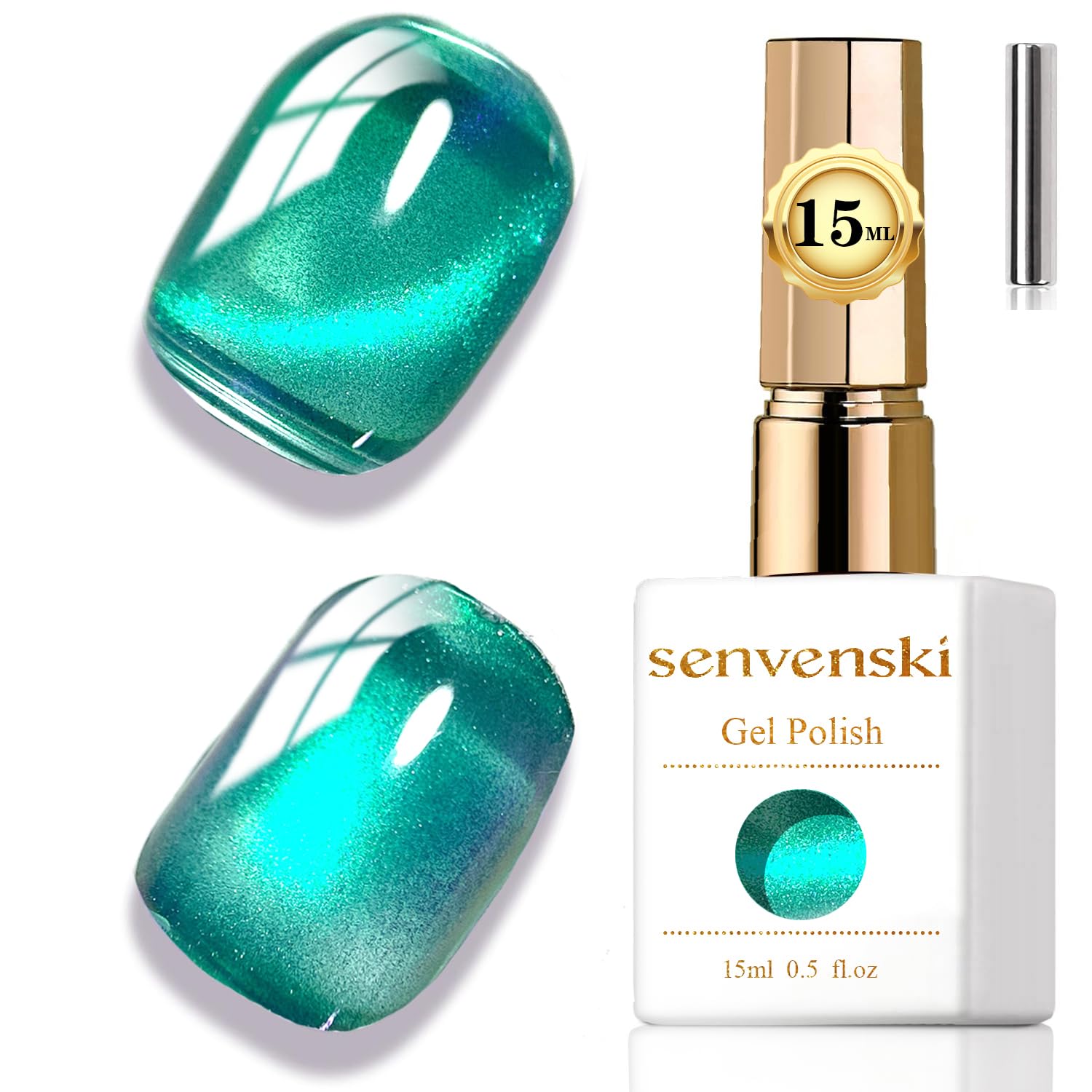Senvenski Gelee Glas Cat Eye Gel Nagellack mit Magnet 15ML Magnetisch 3D Galaxie Holographisch Reflektierend Glitzernd Durchsichtig Farbe Gellack Salon Home DIY