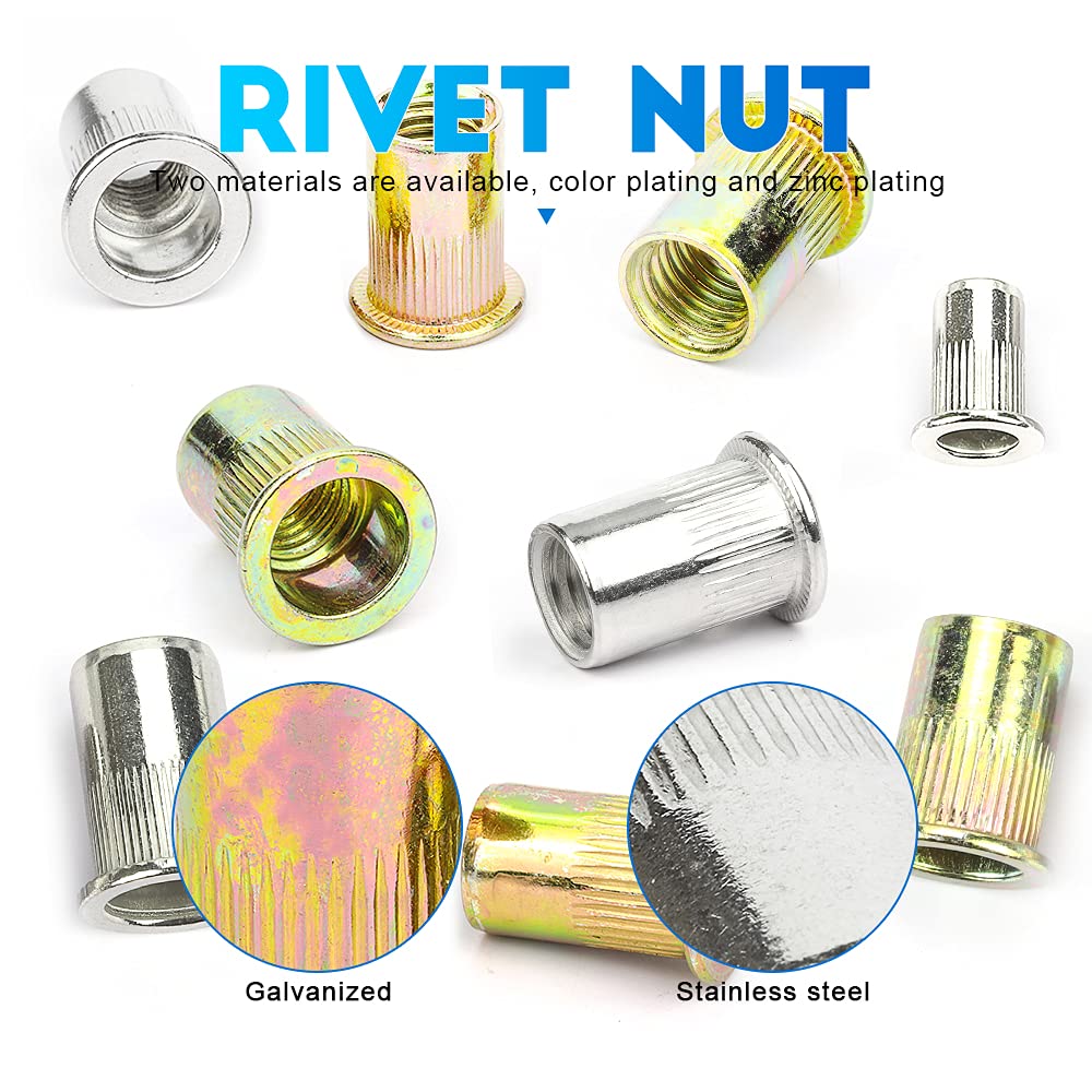 Kit di dadi per rivetti in alluminio M3 M4 M5 M6 M8 M10 M12 Set di dadi per rivetti ciechi Acciaio inossidabile Kit di dadi per inserti filettati in acciaio al carbonio-304 M3-M12