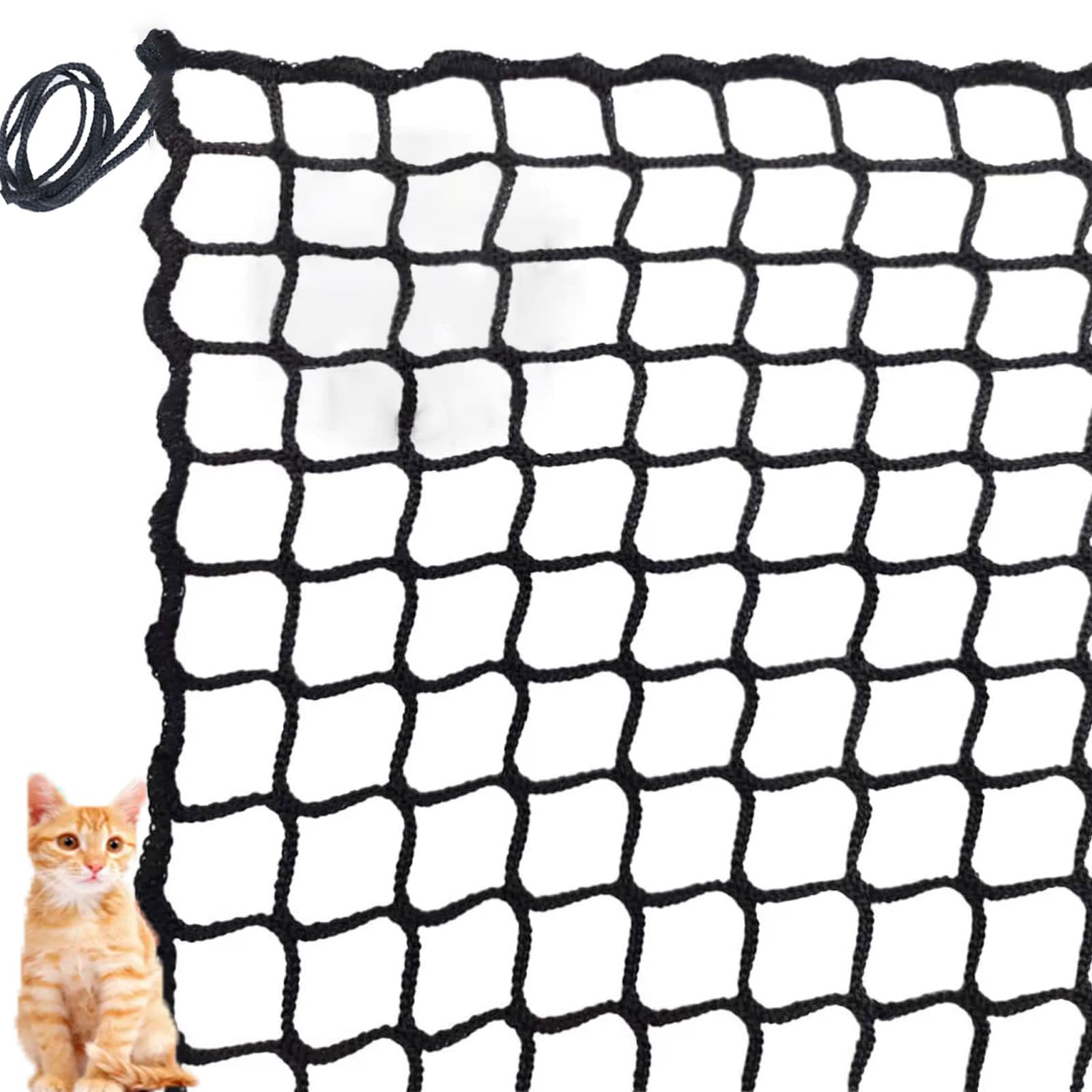 Universal Sicherheitsnetz Kinder Schutznetz Polyester Knotenlos Treppe Zaun GeländerSicherheitsschutz Anti-Fall für Haustier Katzennetz Balkone Terrassen Fenster(Size:2*5m(7*16ft),Color:schwarz)