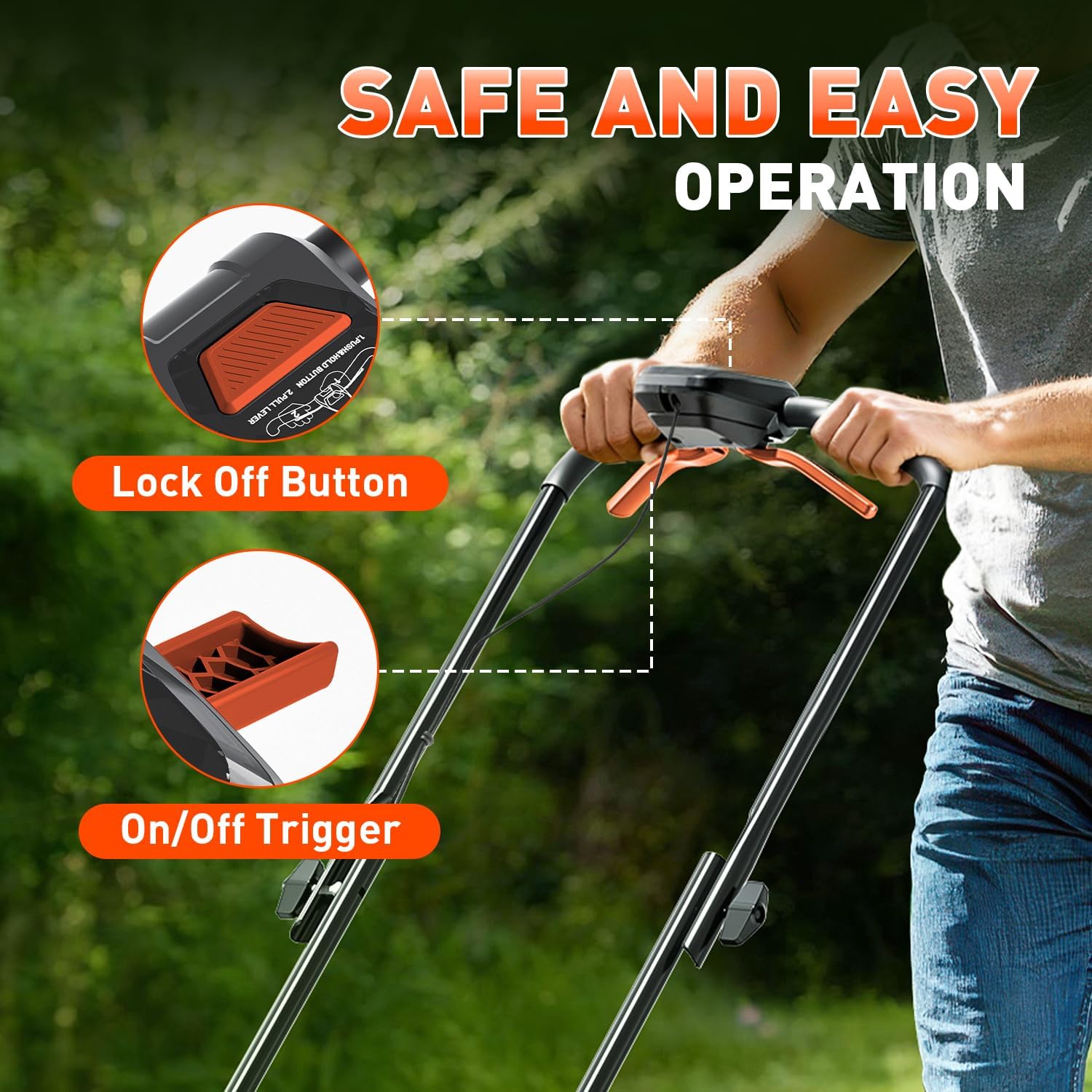 13 Inch Electric Lawn Mower Cordless, 2×20V 5.0Ah Brushless Push Mower photo 7