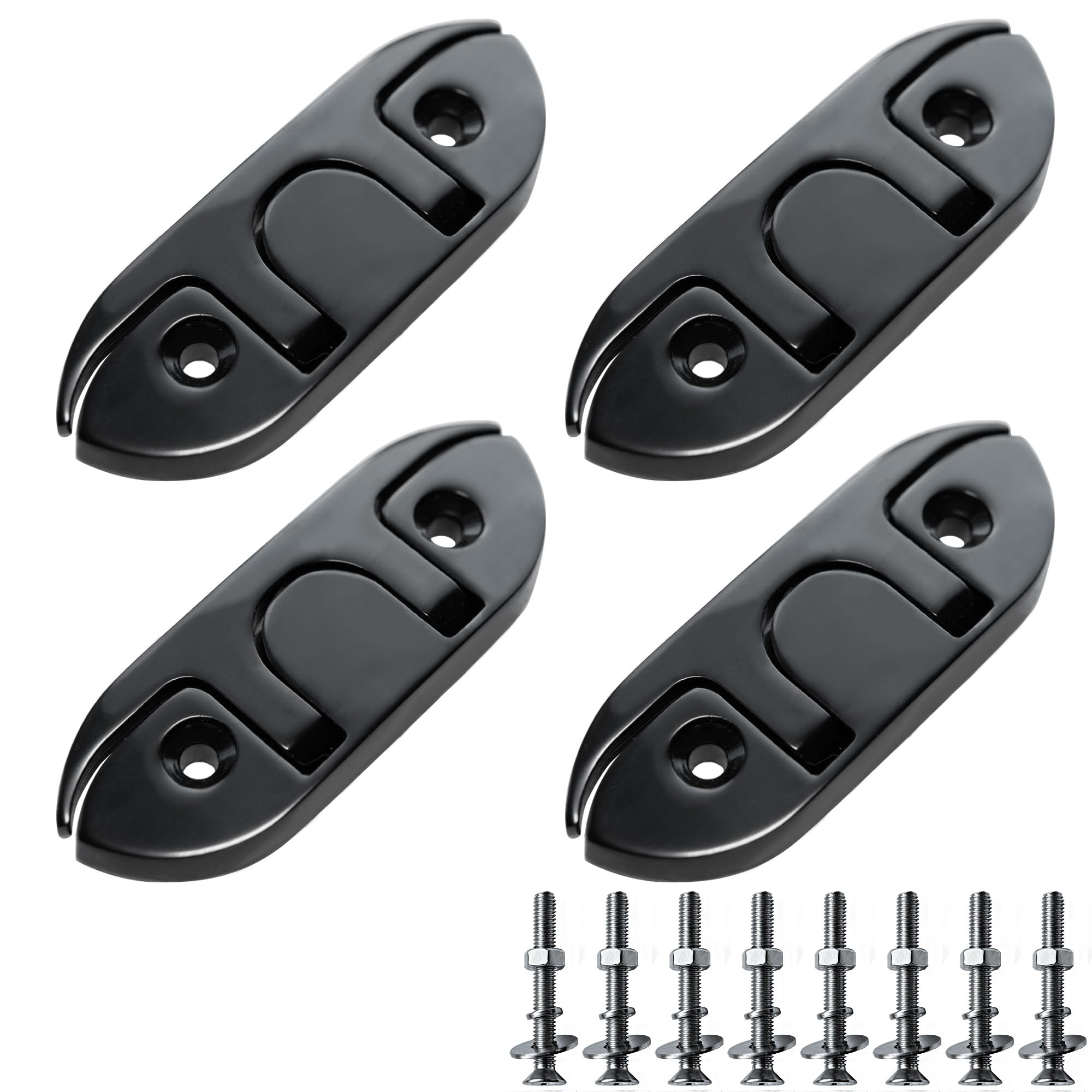 Klappbare Klampen für Boote, 11,4 cm, hochklappbar, 316 Edelstahl, Seilklampen, Marinequalität, bündige Montage, Boots-Dock-Stollen für Boote, mit Montagezubehör