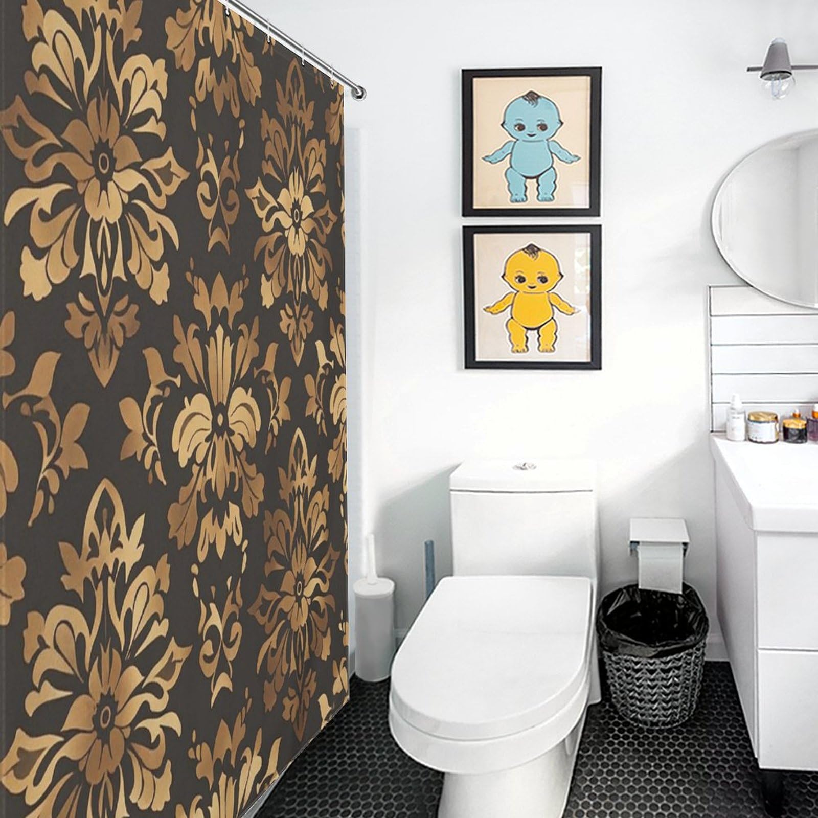 Rideau de douche floral 183x183 cm idéal pour instaurer une ambiance spa chaleureuse