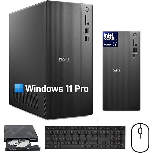 Dell 2025 ECT1250 Desktop Computer for Business - Intel 10 Core Ultra 5 225 (Built-in AI), Intel UHD Graphics, Windows 11 Pro, 16GB DDR5 RAM, 1TB SSD, Wired Keyboard and Mouse, Wi-Fi 6, Bluetooth