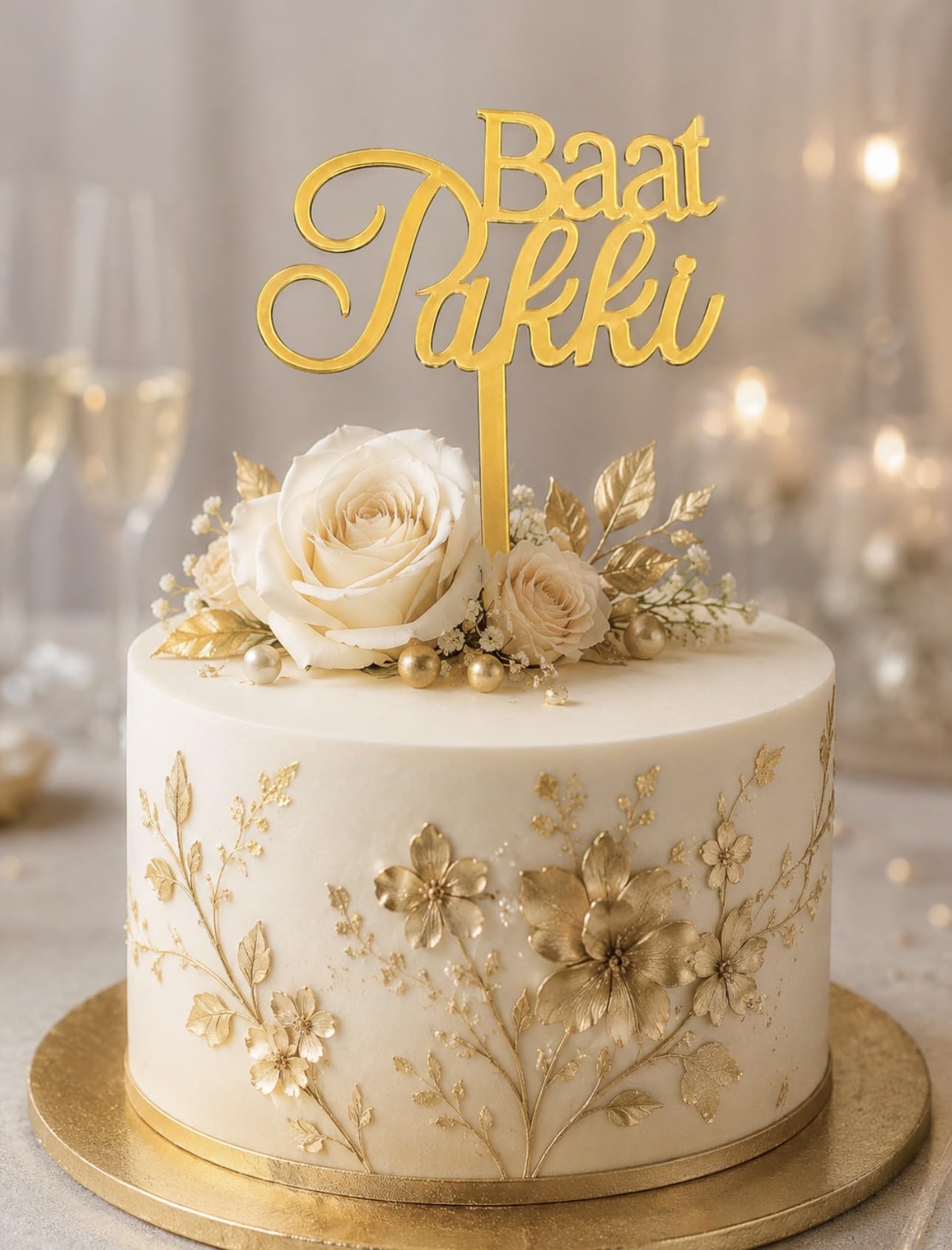2 X Baat Paki Cake Toppers Gold Topper, Decorations, Acrylic Islamic Engagement Nikkah Shaadi.