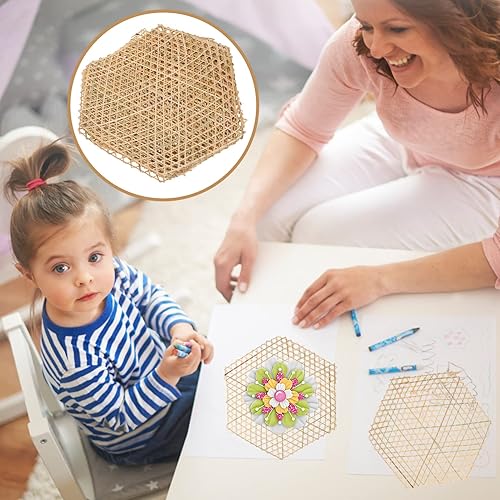 Miniatura 6 de BESPORTBLE 10 piezas de decoración de pared de mimbre 3D, panel hexagonal de mimbre, decoración de pared, arte geométrico, escultura de pared, arte