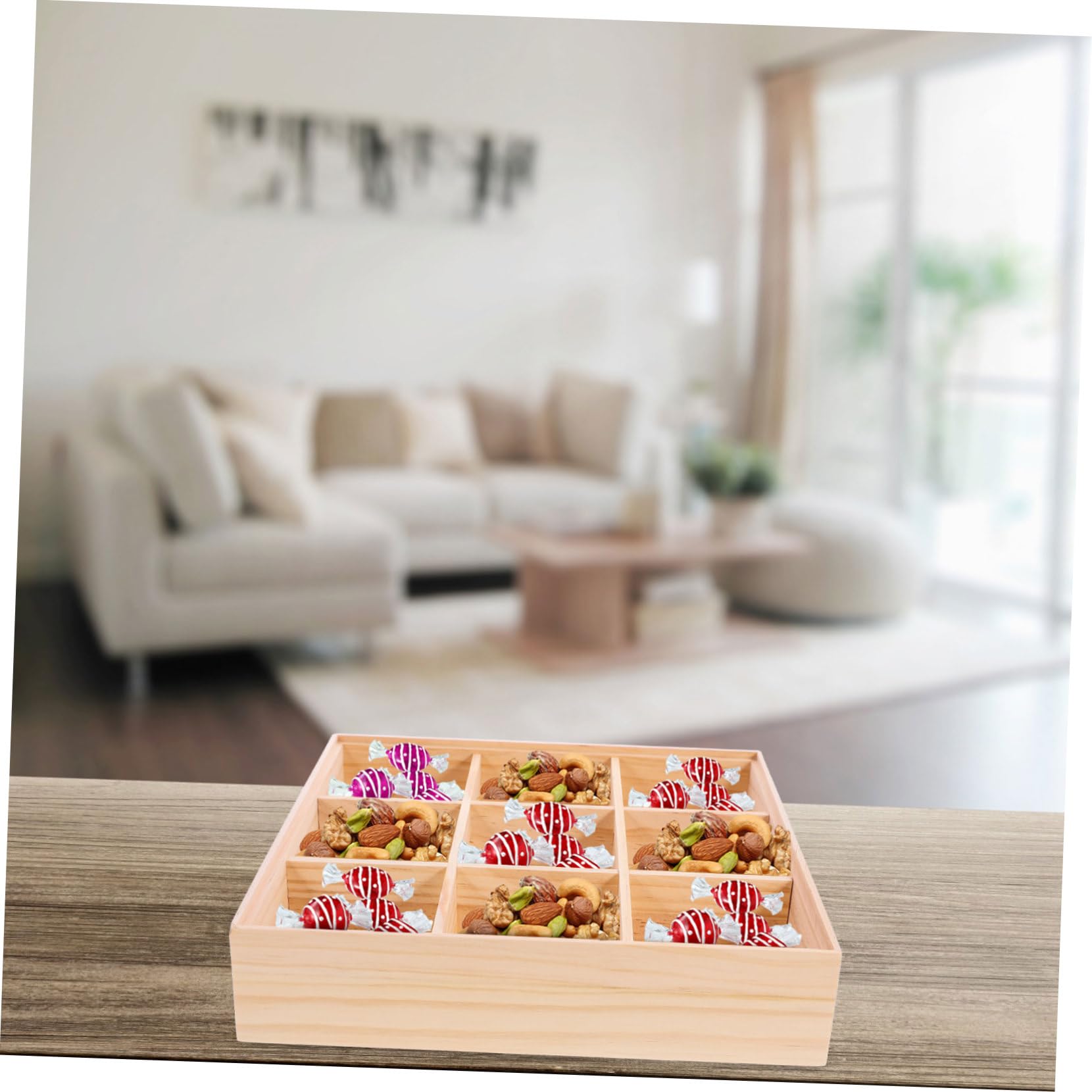 GALPADA Mehrzweck Aufbewahrungsbox mit Fächern Braune Snackbox und Teebeutel Organizer für Wohnzimmer Tisch und Outdoor Picknicks