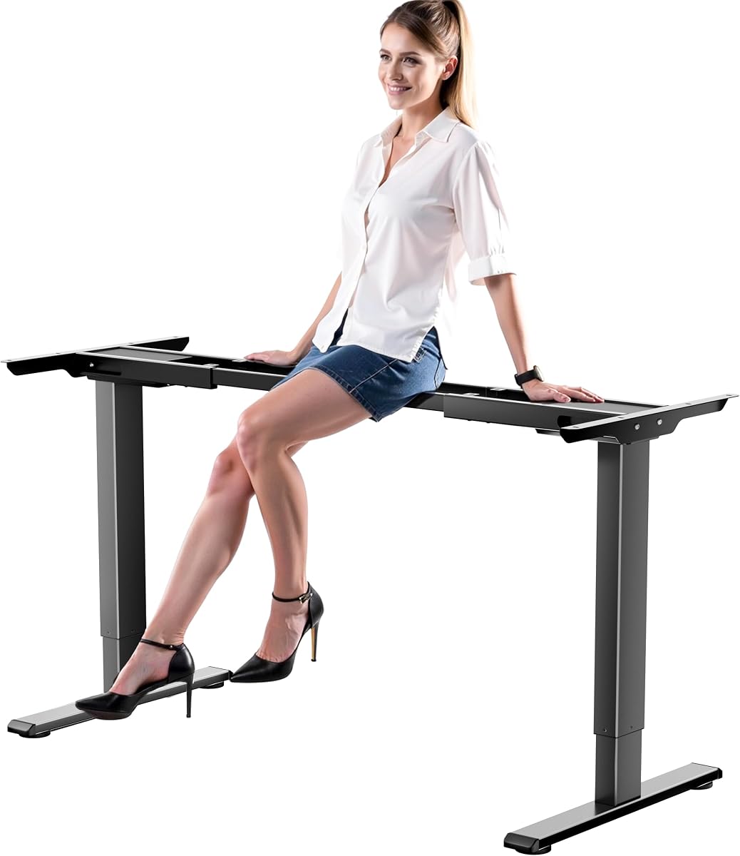 GallopFun Dual Motor Electric Standing Desk Frame for 43.3 to 70.8" Table Tops, 330lbs Weight Capacity,Ergonomic Standing Height Adjustable Base with Memory Controller,Black Frame Only