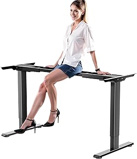 Dual Motor Electric Standing Desk Frame for 40 to 90" Table Tops, 330lbs Weight Capacity,Ergonomic Standing Height Adjustable Base with Memory Controller,Black Frame Only