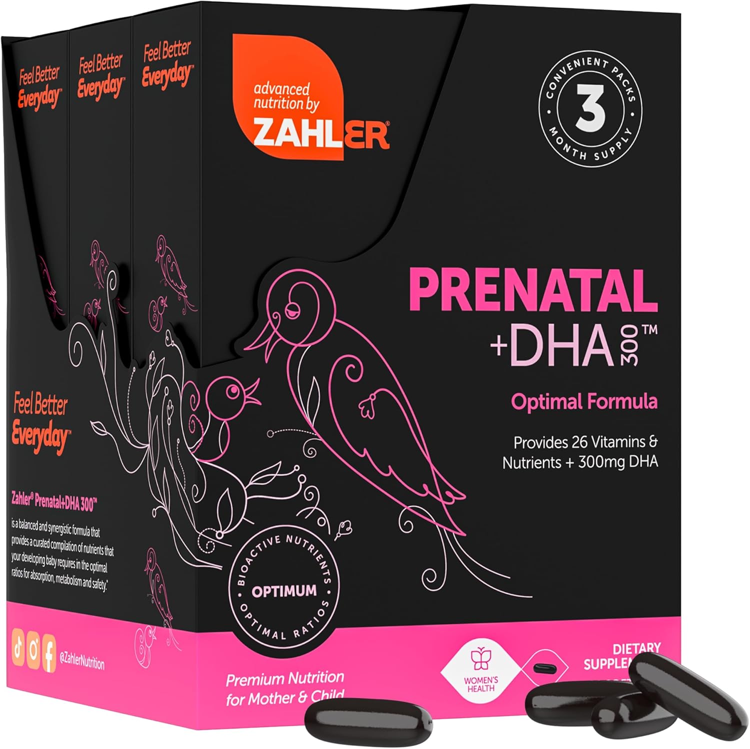 Zahler Prenatal Vitamin with DHA & Folate - DHA Supplements & Prenatal Multivitamin for Mother and Child - Kosher Prenatal DHA Prenatal Vitamins with Iron, Pre Natal Softgels (180 Count (Pack of 1))