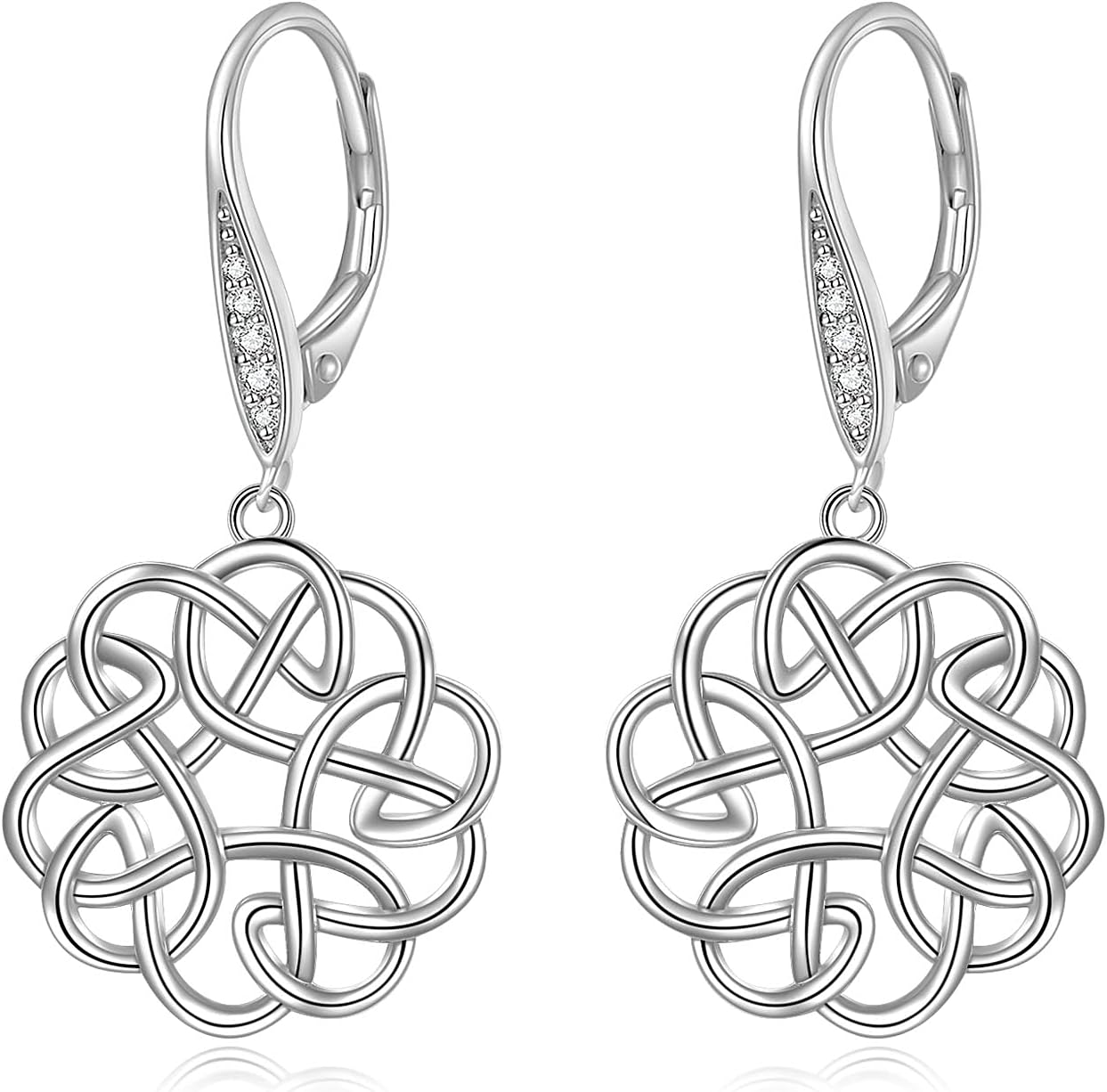 POPLYKE Celtic Filigree Teardrop Drop Dangle Earrings Sterling Silver Leverback Earrings Jewelry for Women