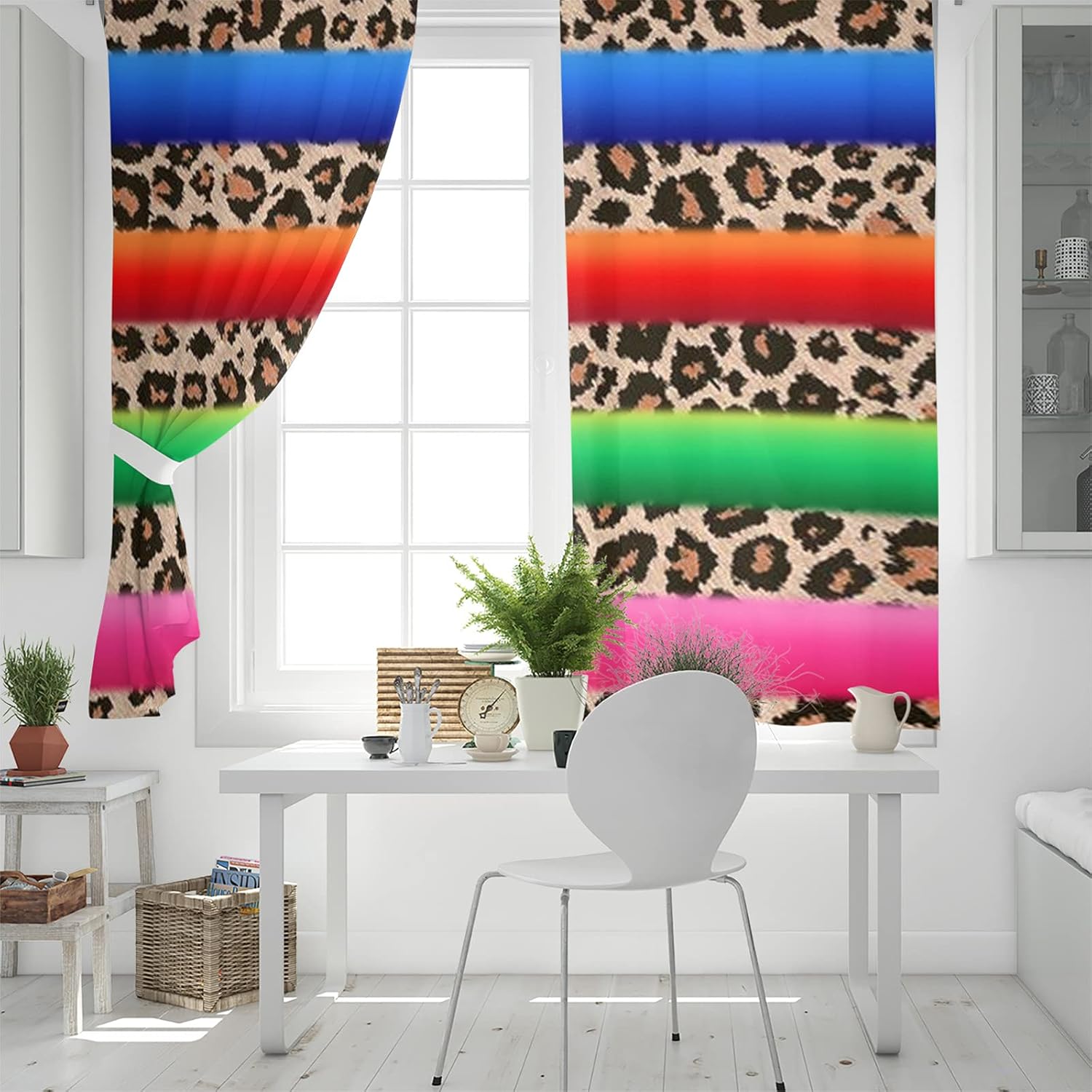 Blackout Curtains 42x45 inch Length 2 Panels Set, Mexico Leopard Print Colorful Room Darkening Curtains Grommet Thermal Insulated Window Drapes for Living Room Bedroom Decor