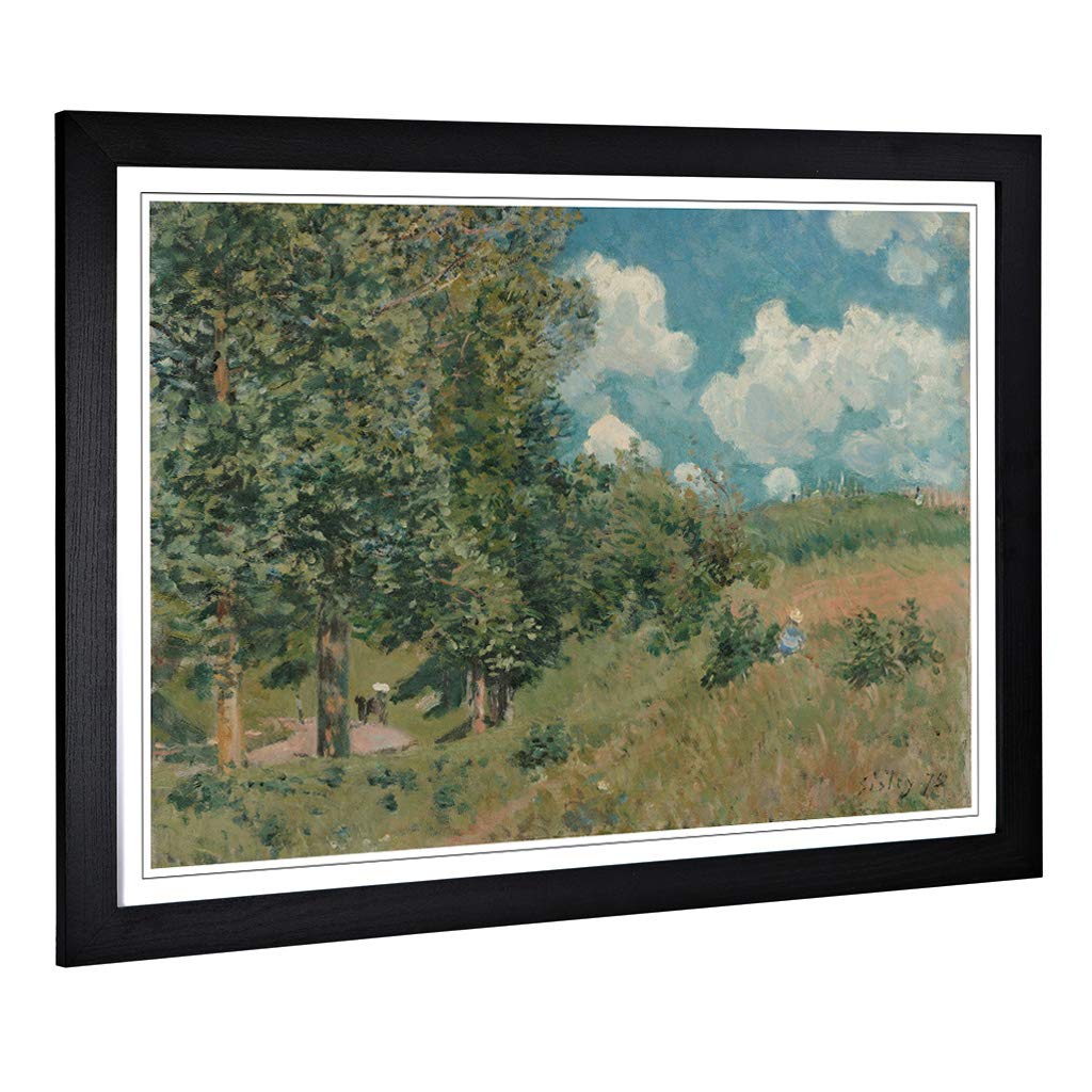 Big Box Art Framed Print of Alfred Sisley Versailles Route Design | Wall Art Picture | Home Decor for Kitchen, Living, Dining Room, Bedroom, Hallway, Office, Black, A2 / 24.5x18 Inch / 62x45cm