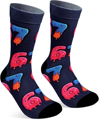 MYSQIHO 67 Socks Ice Cream, 6 7 Meme Socks, Novelty and Funny Six Seven Design Sports Sock, Suitable for Men and Women