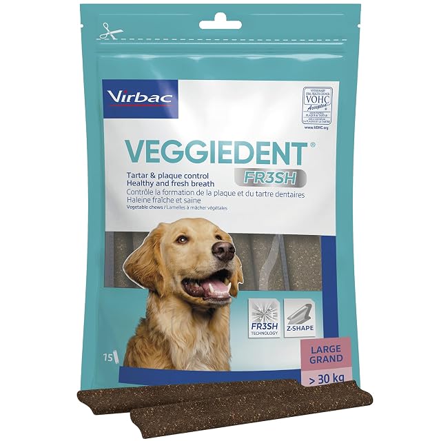 Virbac VeggieDent FR3SH - Snack Dental para Perros Grandes (>30 kg)
