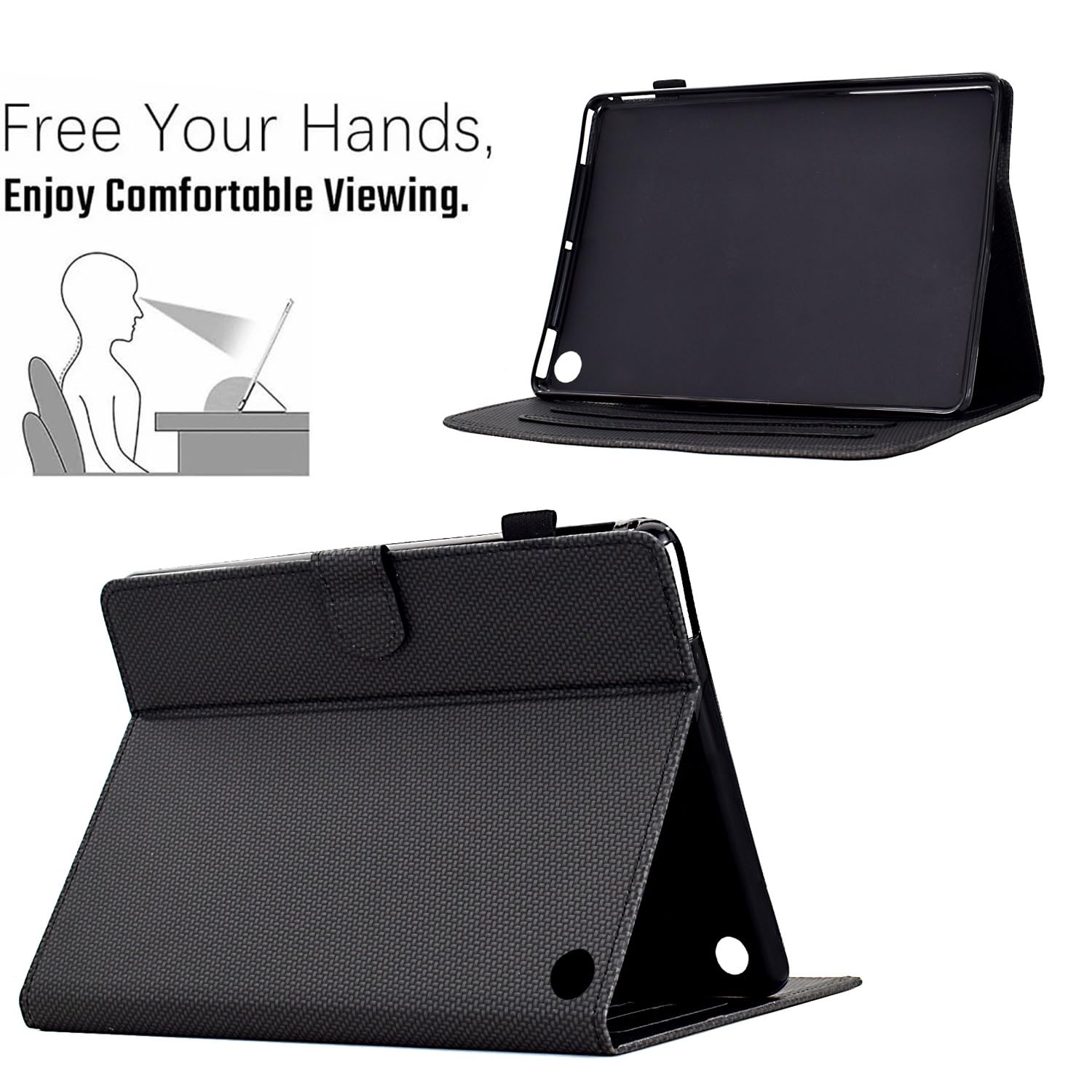 Do tabletu Kindle Fire HD 10 i Plus (13./11. generacja, wydanie 2023/2021),1-calowe etui Slim PU Leather z podpórką pod wieloma kątami pokrywą gniazda na karty Pełne ochronne(Noir)